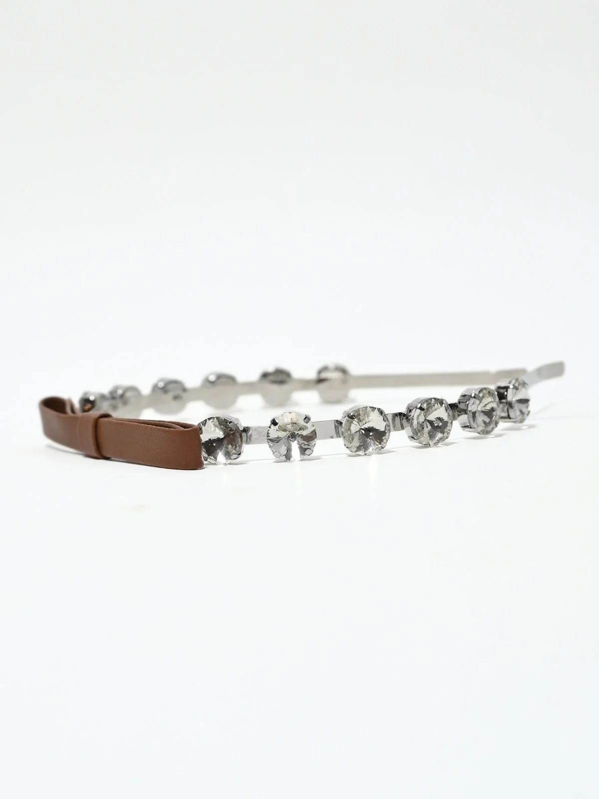 Odette Sliver And Brown Alloy Embellished Hair Band For Women - Image 5