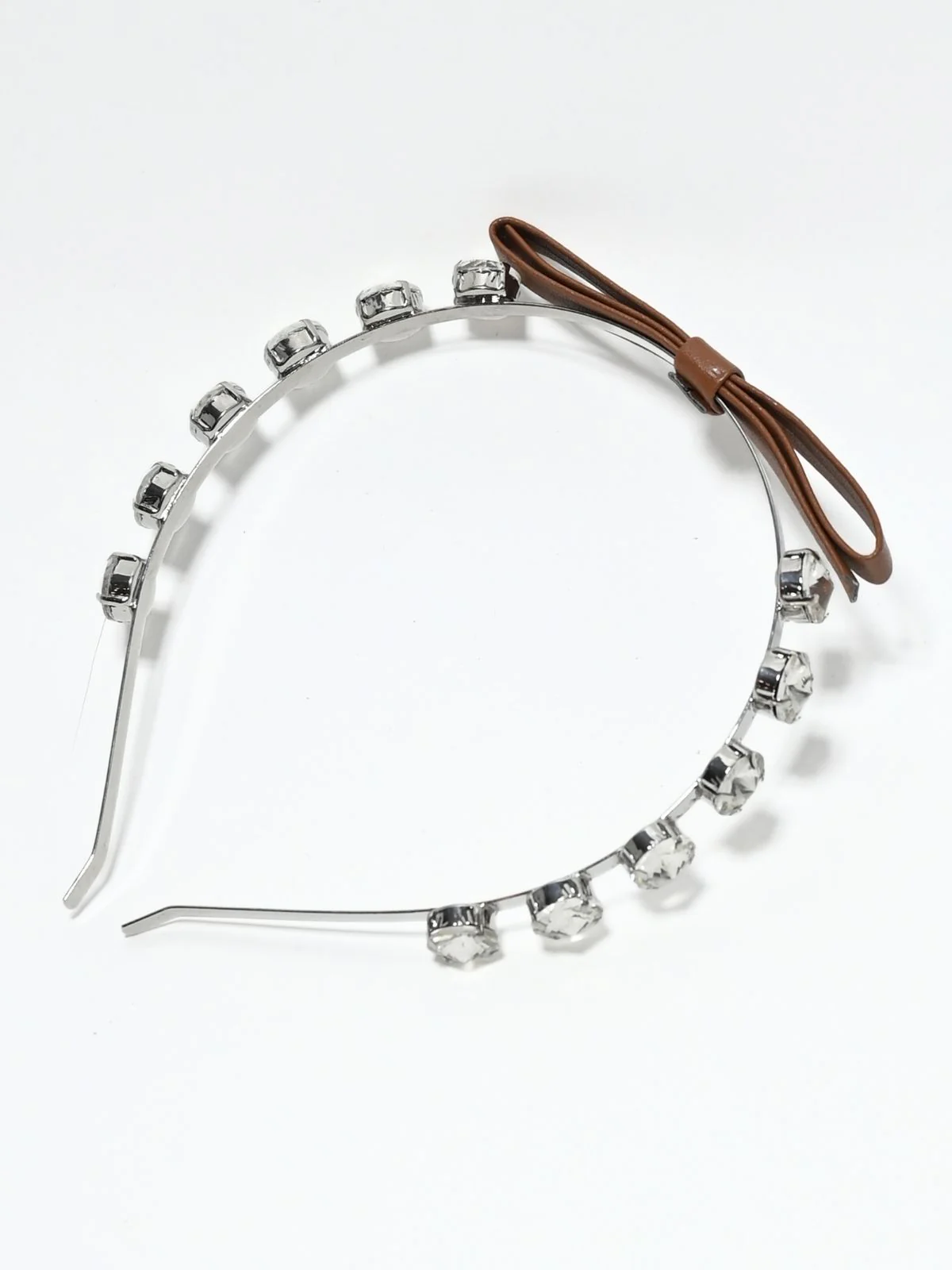 Odette Sliver And Brown Alloy Embellished Hair Band For Women - Image 6