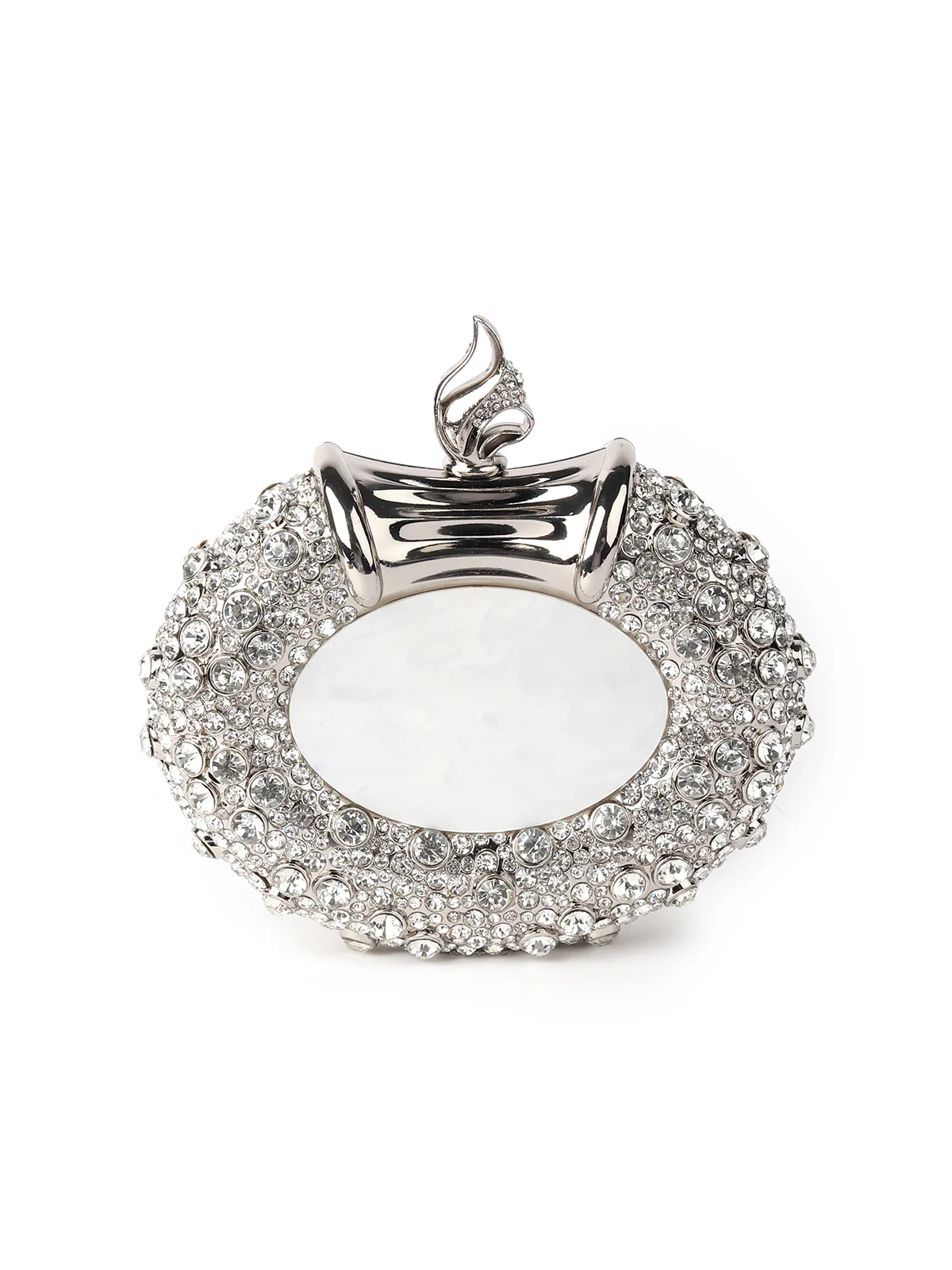 Odette Statement Ornate Silver Metal Clutch For Women - Image 4