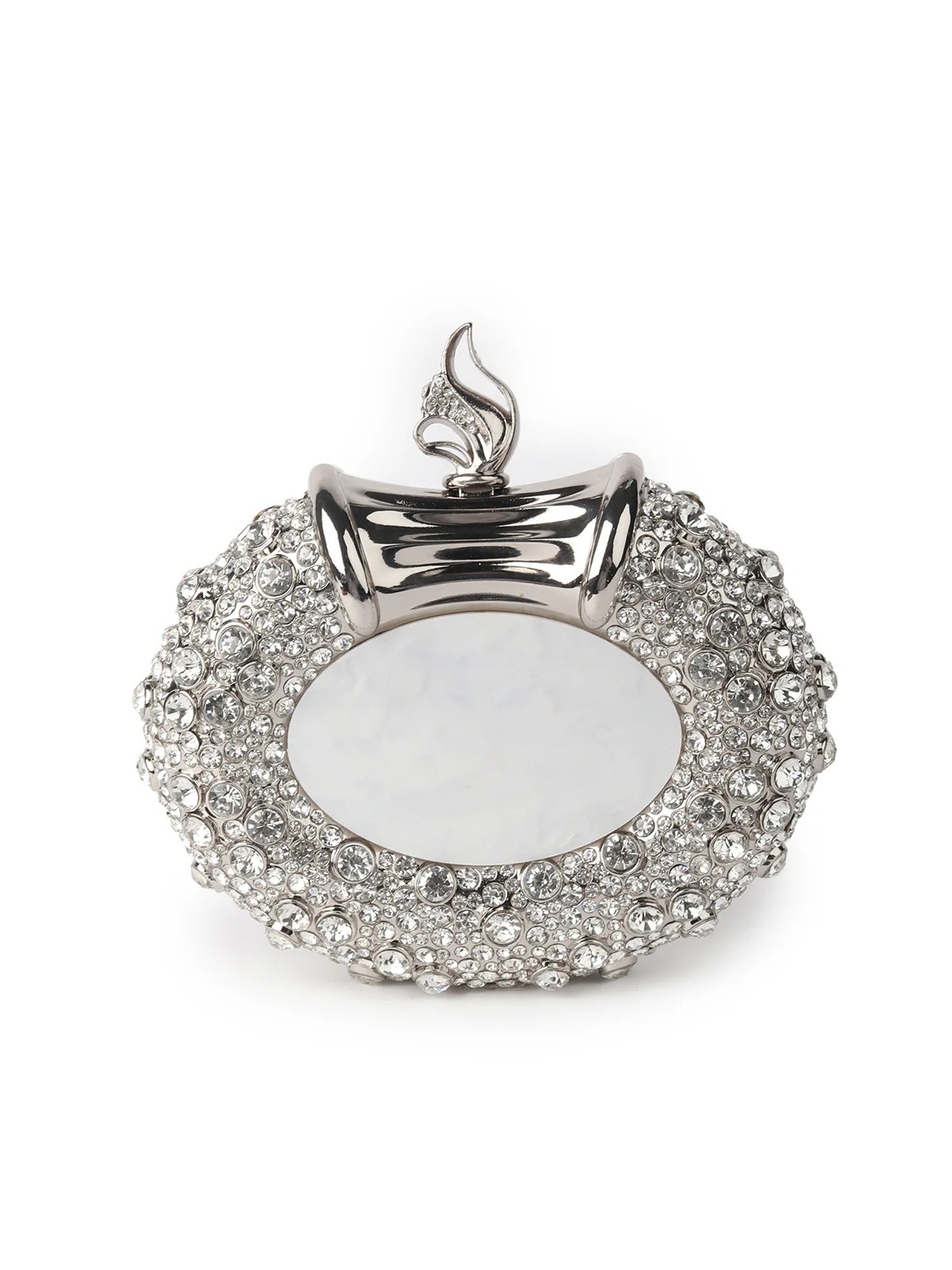 Odette Statement Ornate Silver Metal Clutch For Women - Image 6