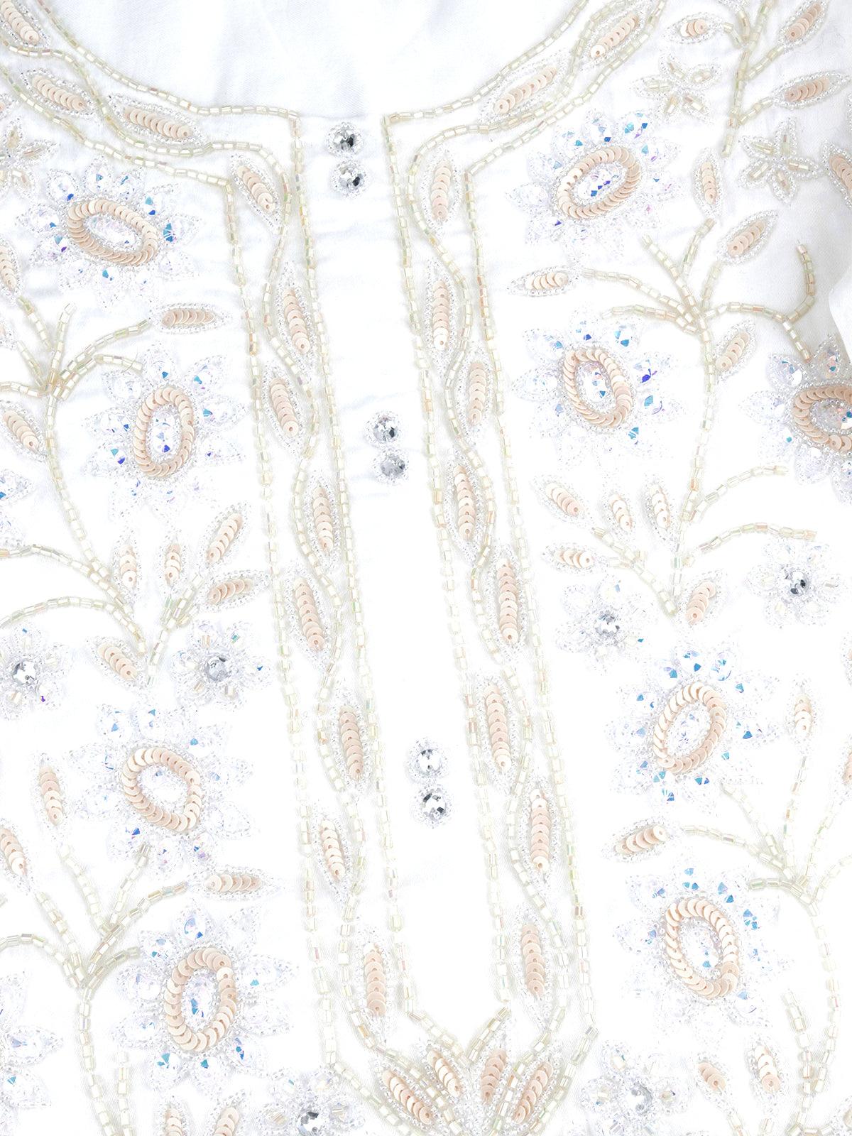 Odette Women Odette Style White Cotton Elegant Stitched Kurta - Image 4