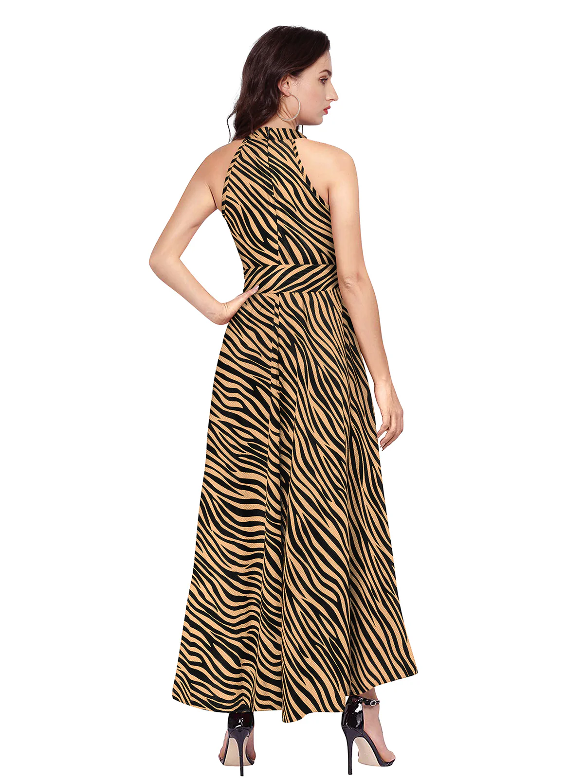 Odette Tan & Black Asymmetric A-Line Printed Dress for Women - Image 4