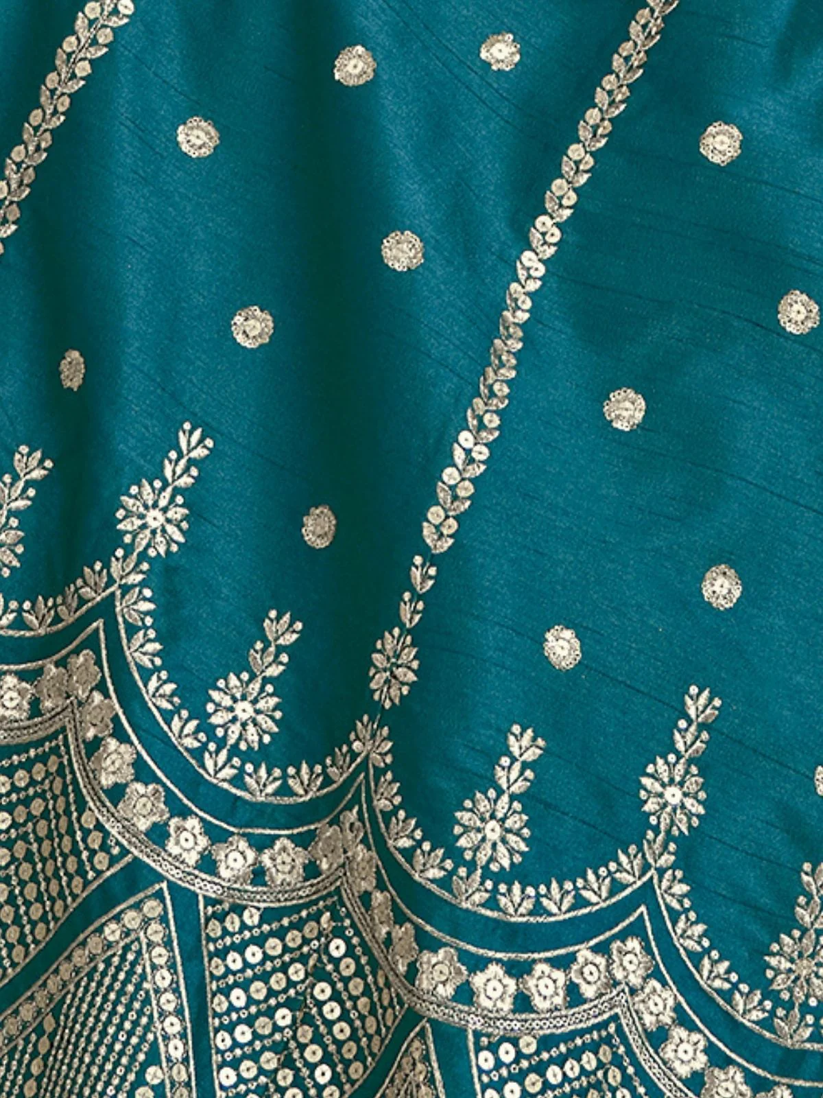 Odette Teal Art Silk Embroidered Semi-Stitched lehenga For Women - Image 5