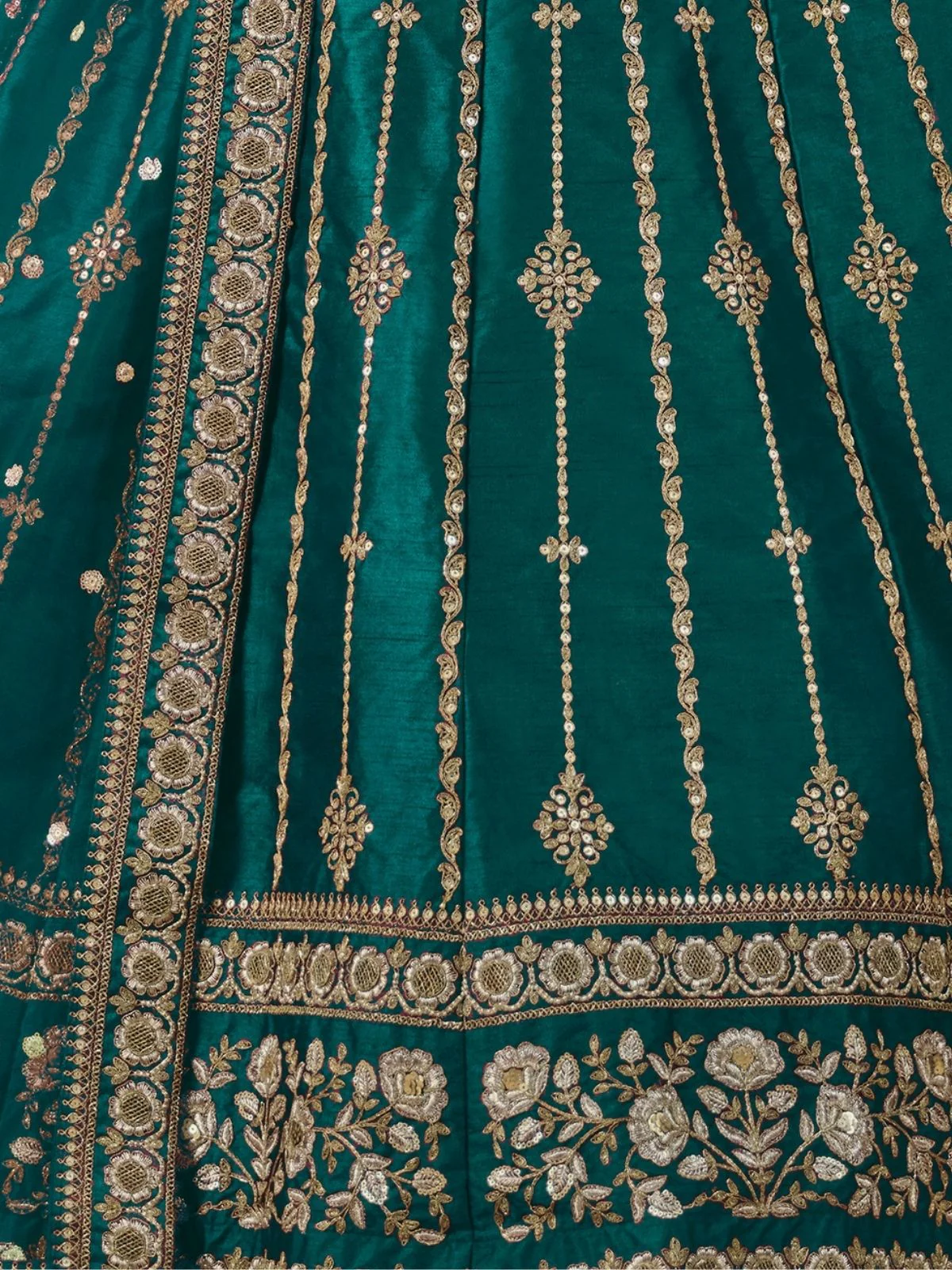 Odette Teal Art Silk Embroidered Semi-Stitched lehenga For Women - Image 5