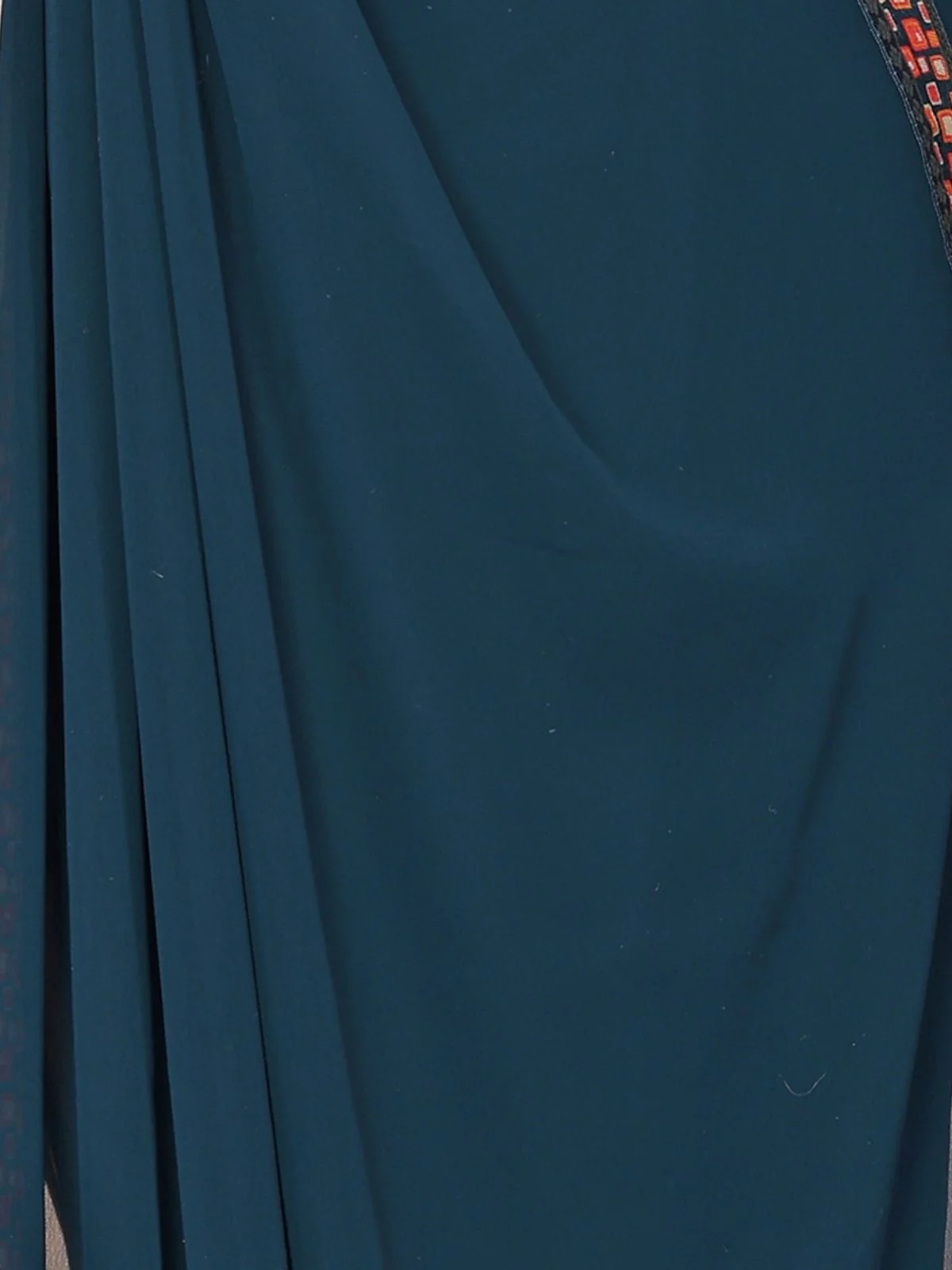 Odette Teal Blue Georgette Embroidered Saree For Women - Image 5