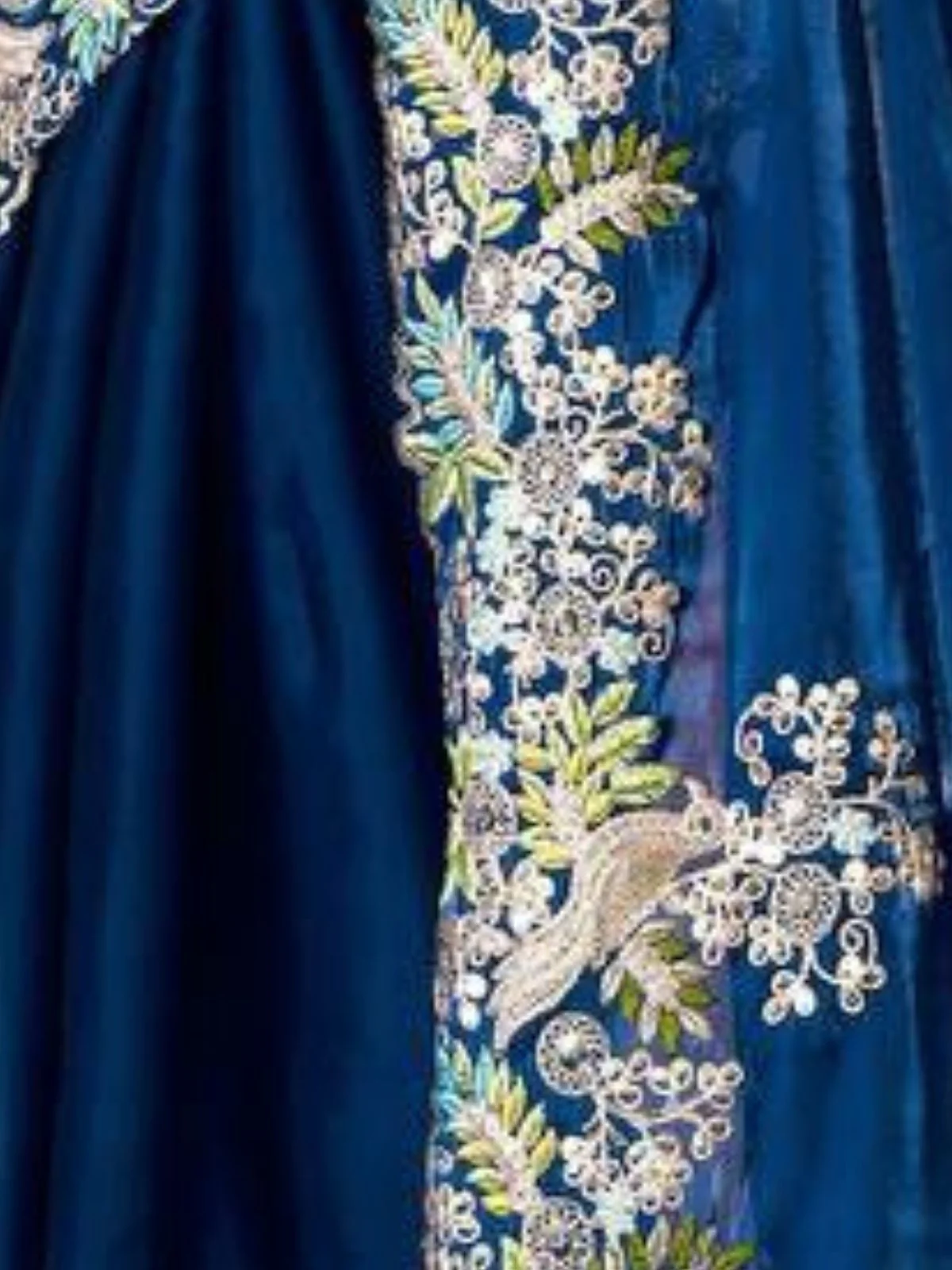 Odette Teal Blue Jimmy Choo Embellished Saree For Women - Image 5