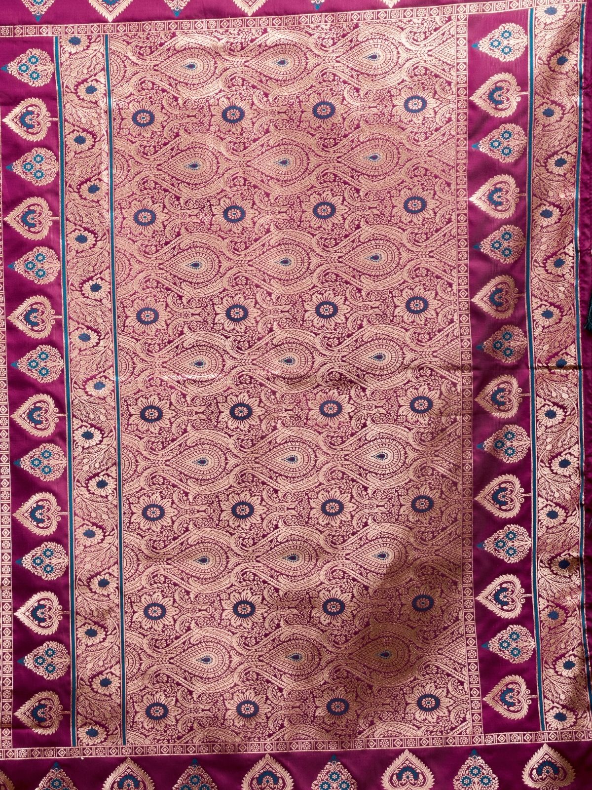 Odette Teal Blue Silk Blend Woven Saree For Women - Image 6