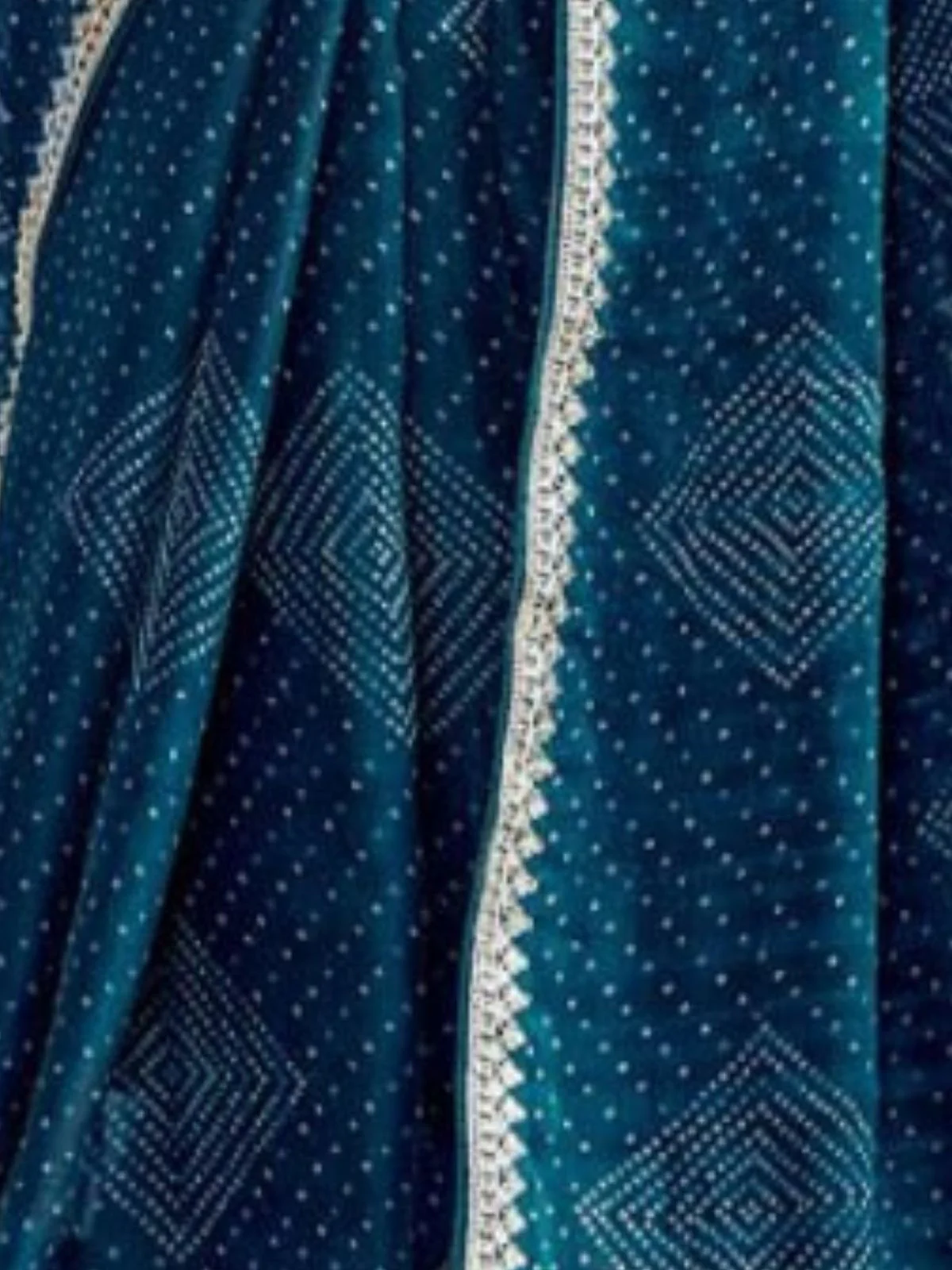 Odette Teal Chiffon Embellished Saree For Women - Image 4
