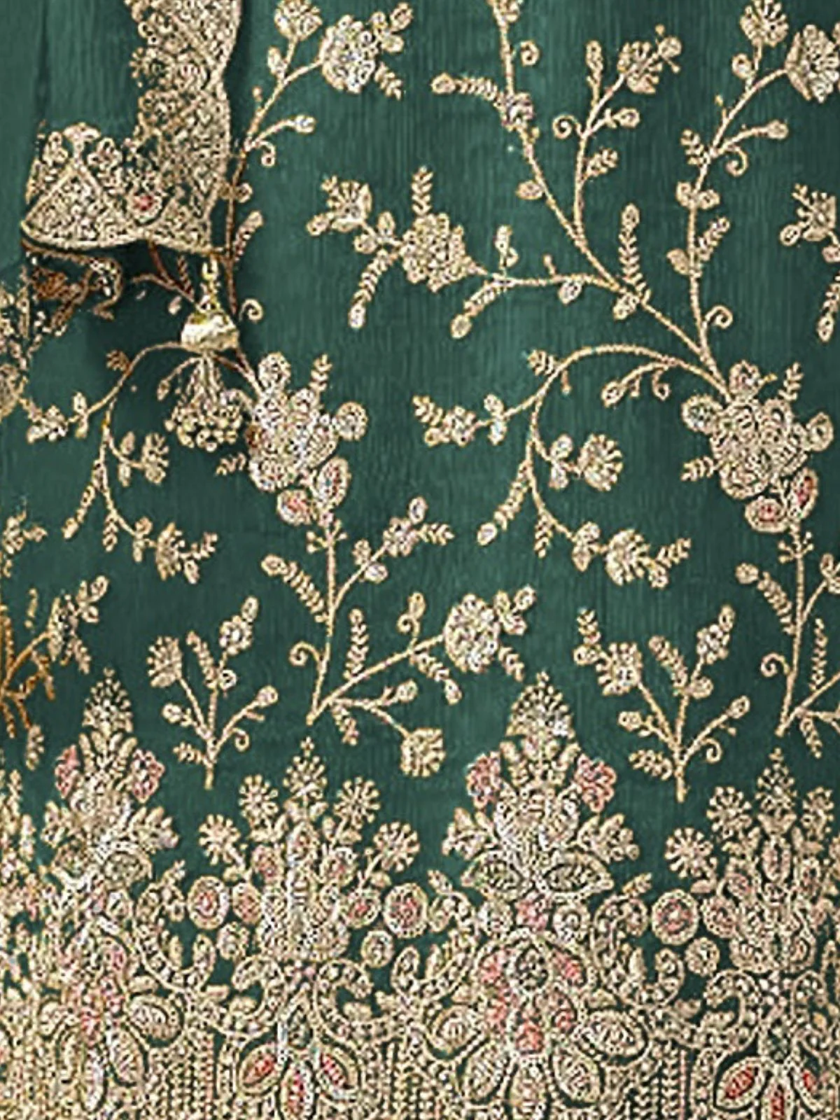 Odette Teal Chinon Embroidered Semi-Stitched Kurta Set For Women - Image 3