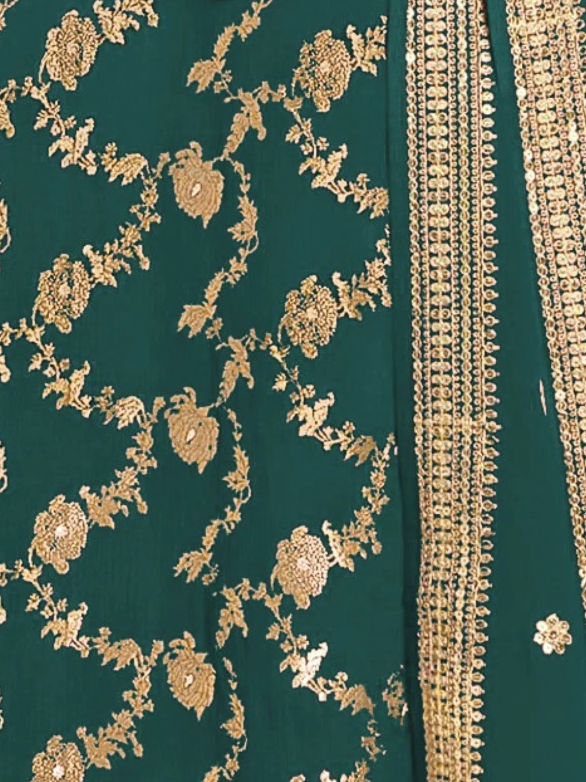 Odette Teal Cotton Blend Embroidered Semi-Stitched Kurta Set For Women - Image 3