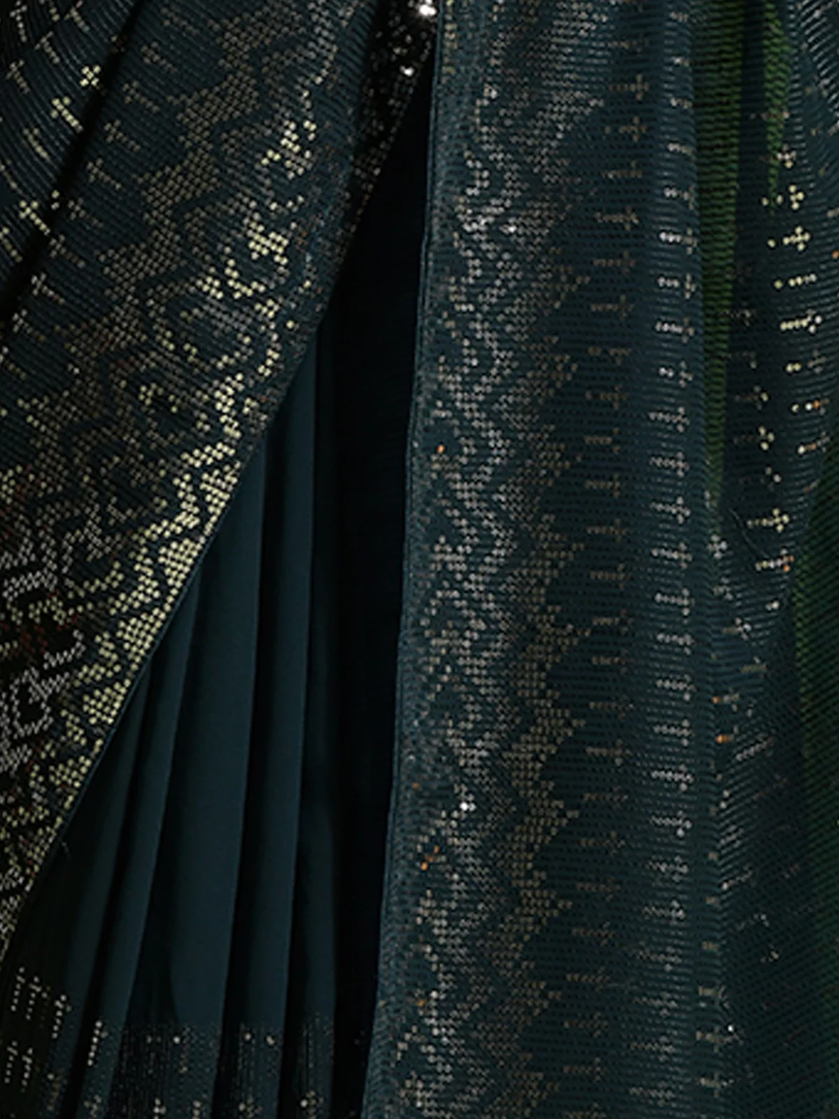 Odette Teal Embellished Georgette Saree With Unstitched Blouse For Women - Image 7