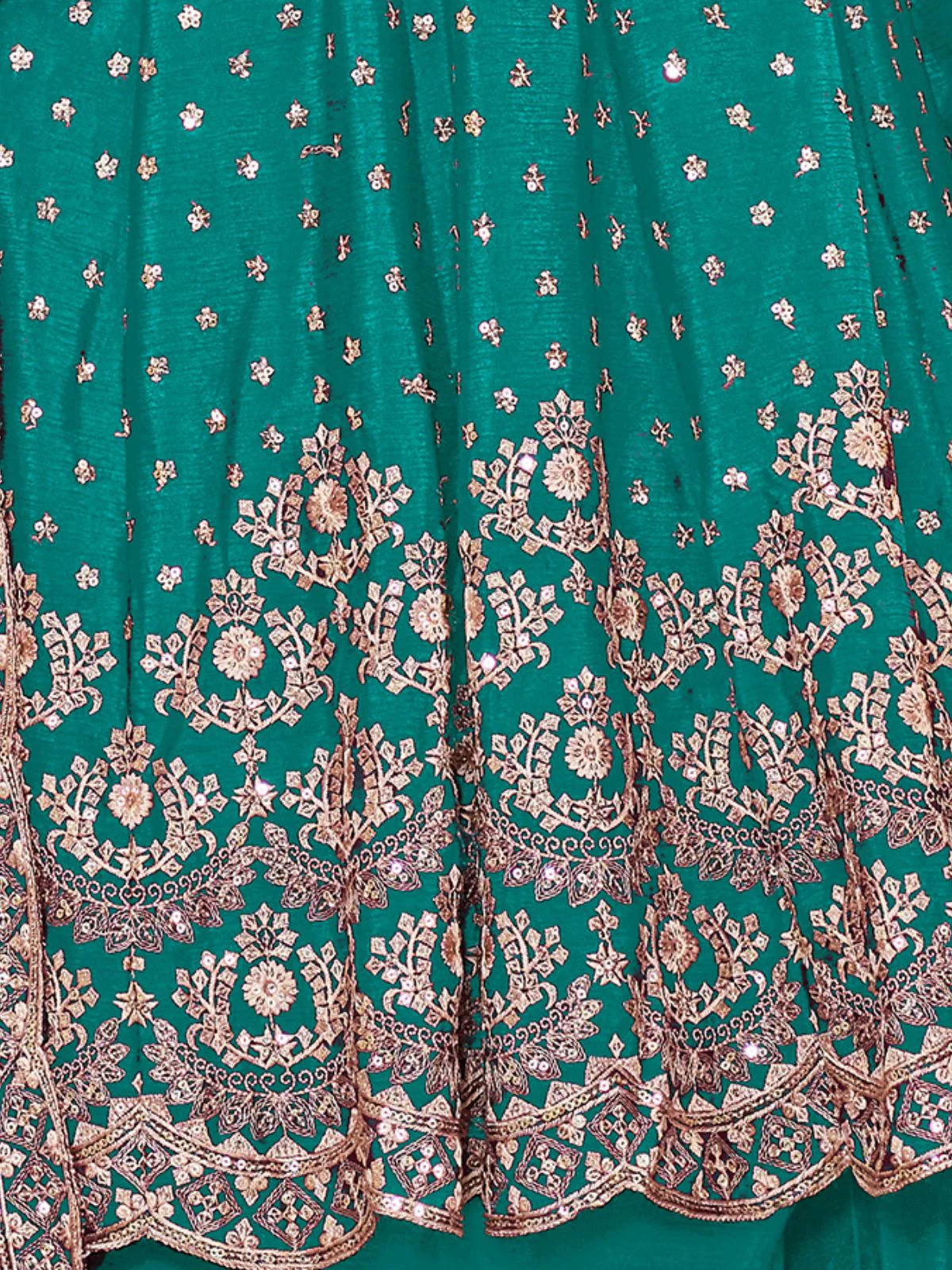 Odette Teal Embroidered Chinon Semi Stitched Kurta Set With Dupatta For Women - Image 5