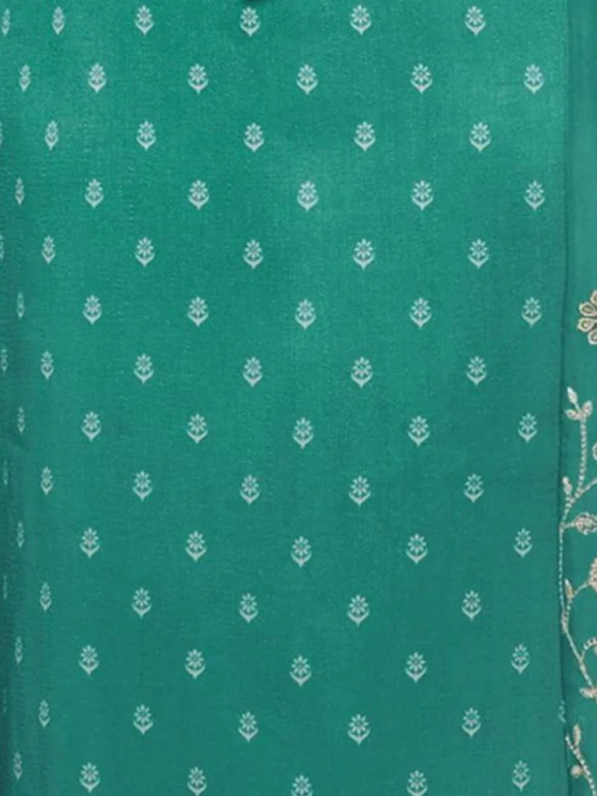 Odette Teal Green Embroidered Silk Blend Semi-Stitched Kurta Set For Women - Image 3