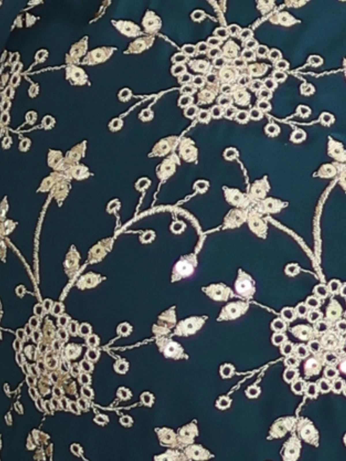 Odette Teal Green Georgette Embroidered Kurta Set For Women - Image 4