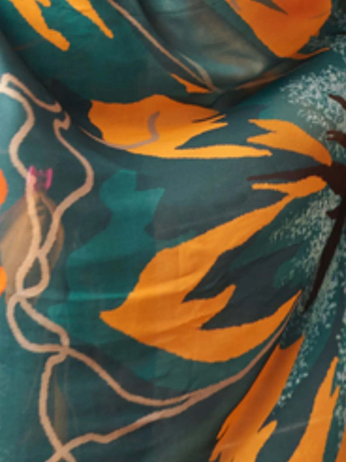 Odette Teal Green Georgette Printed Saree For Women - Image 5