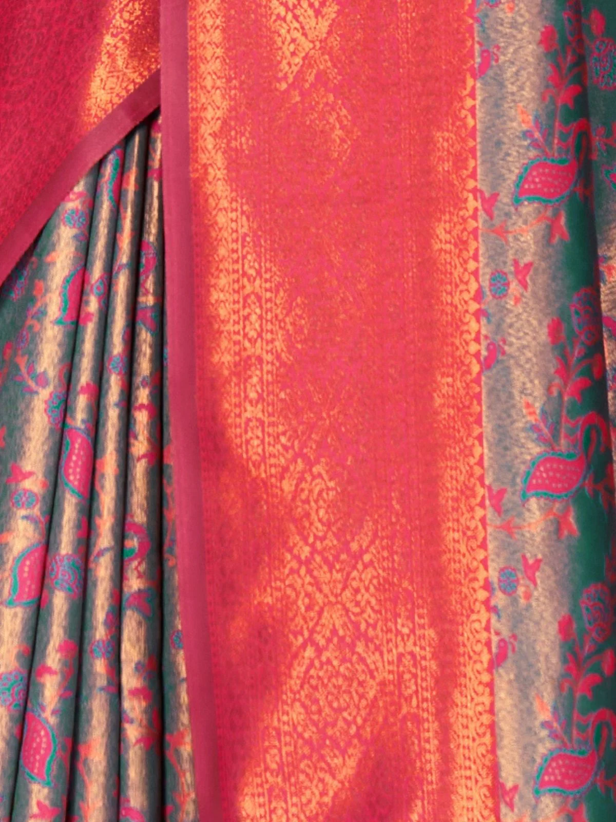 Odette Teal Green Silk Blend Woven Saree For Women - Image 5