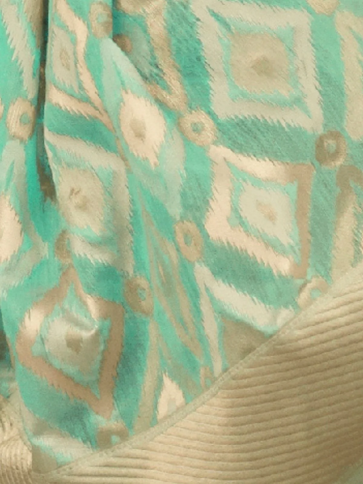 Odette Teal Linen Woven Saree With Unstitched Blouse for Women - Image 3