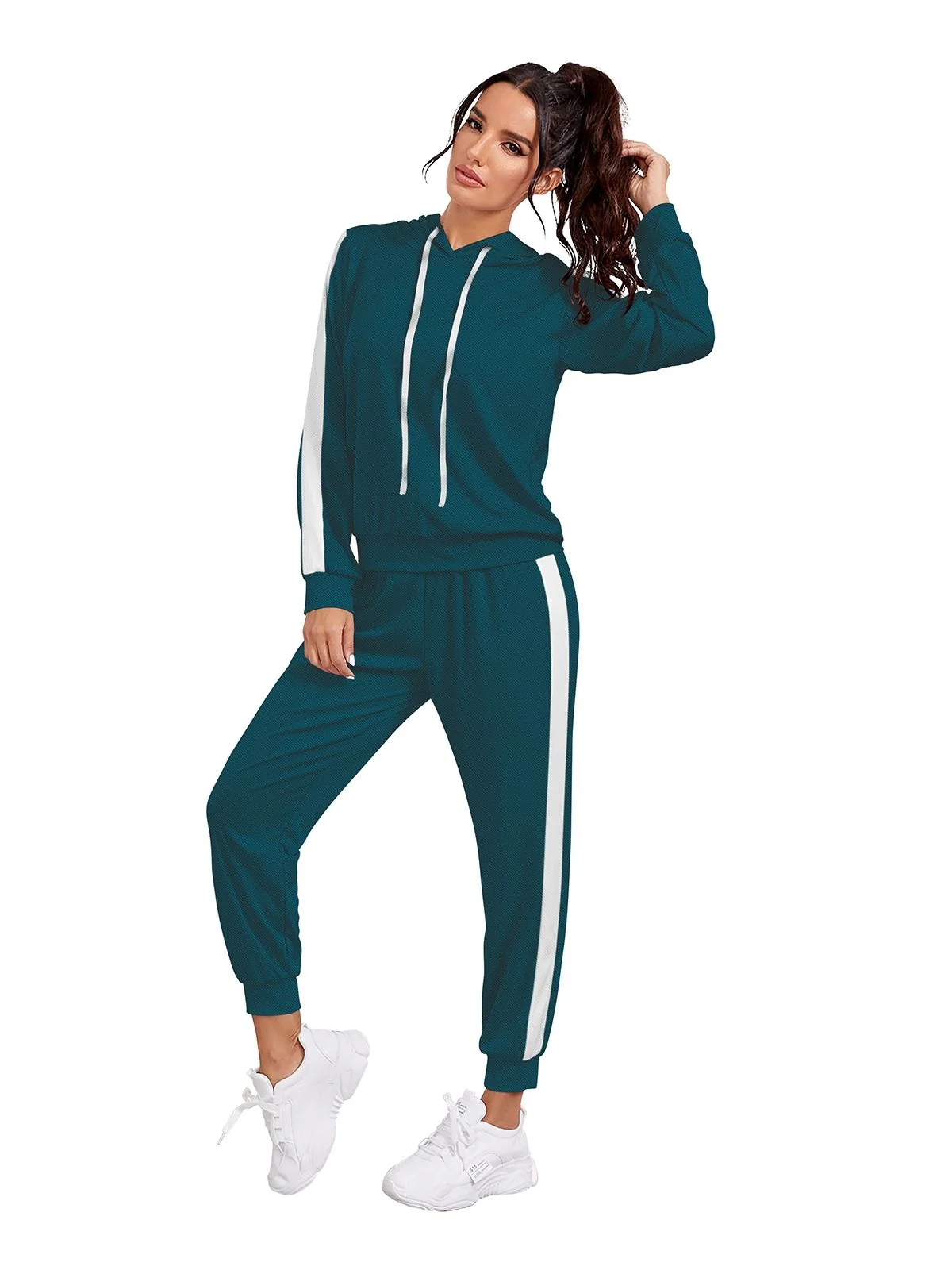 Odette Teal Polyester Patterned Co-Ord set For Women - Image 2