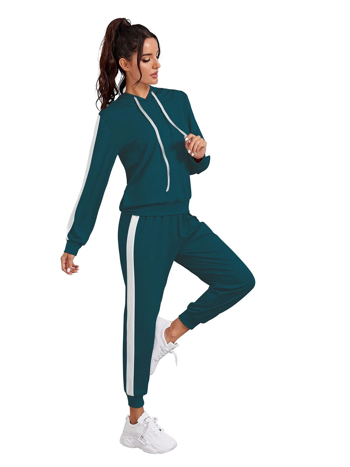 Odette Teal Polyester Patterned Co-Ord set For Women - Image 3