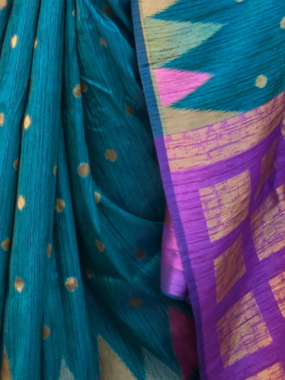 Odette Teal Silk Blend Woven Saree With Unstitched Blouse For Women - Image 3