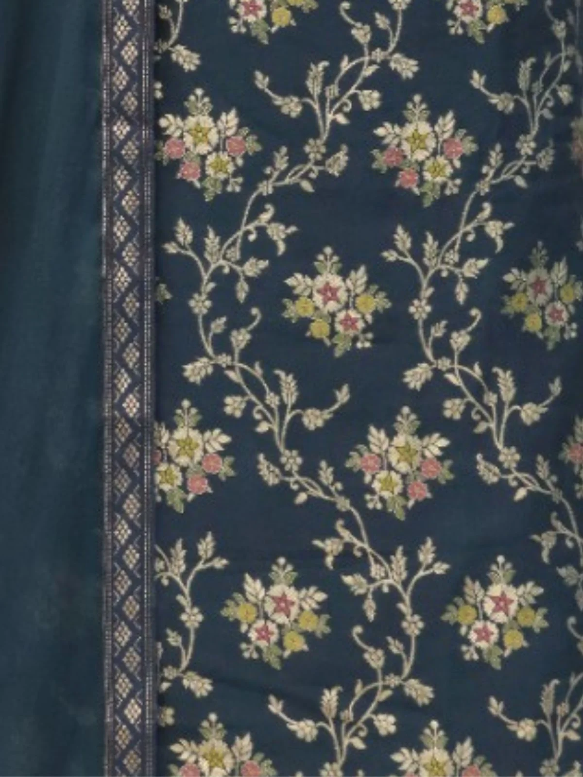Odette Teal Viscose Embroidered Semi-Stitched Kurta Set For Women - Image 3
