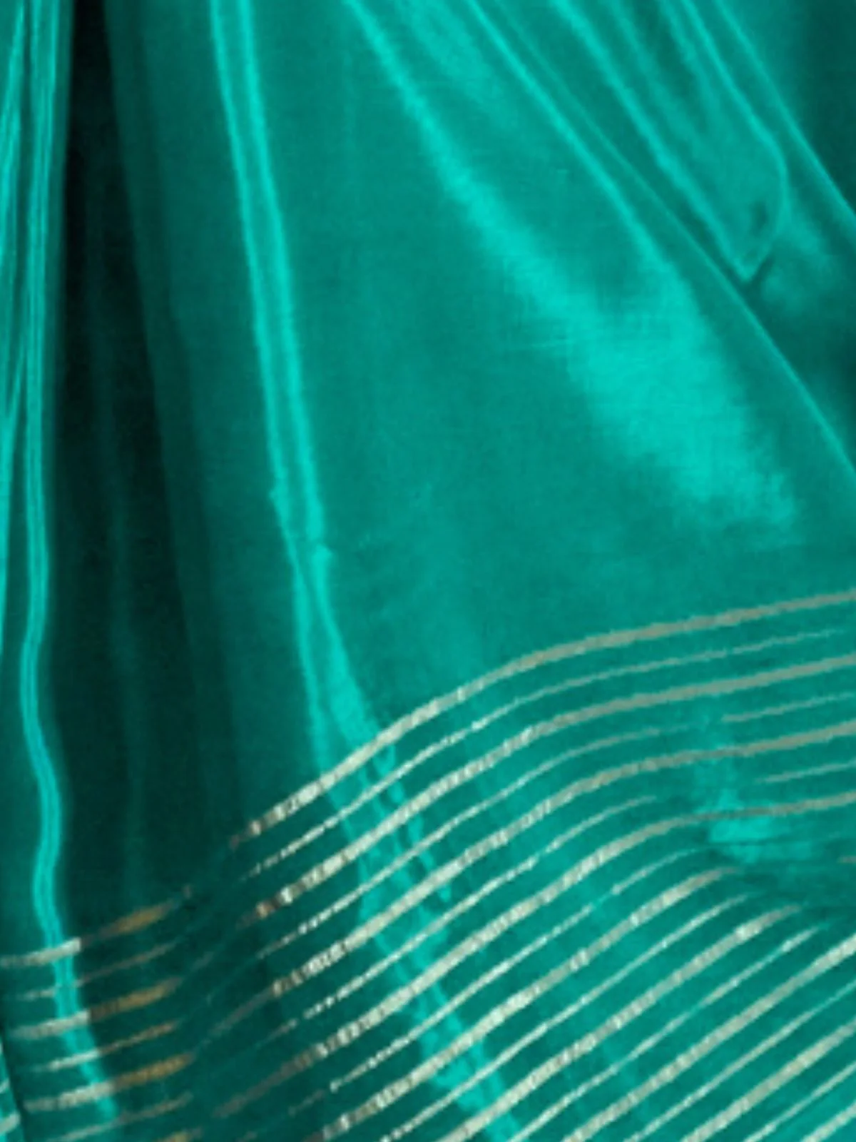 Odette Teal Viscose Woven Saree With Unstitched Blouse For Women - Image 3