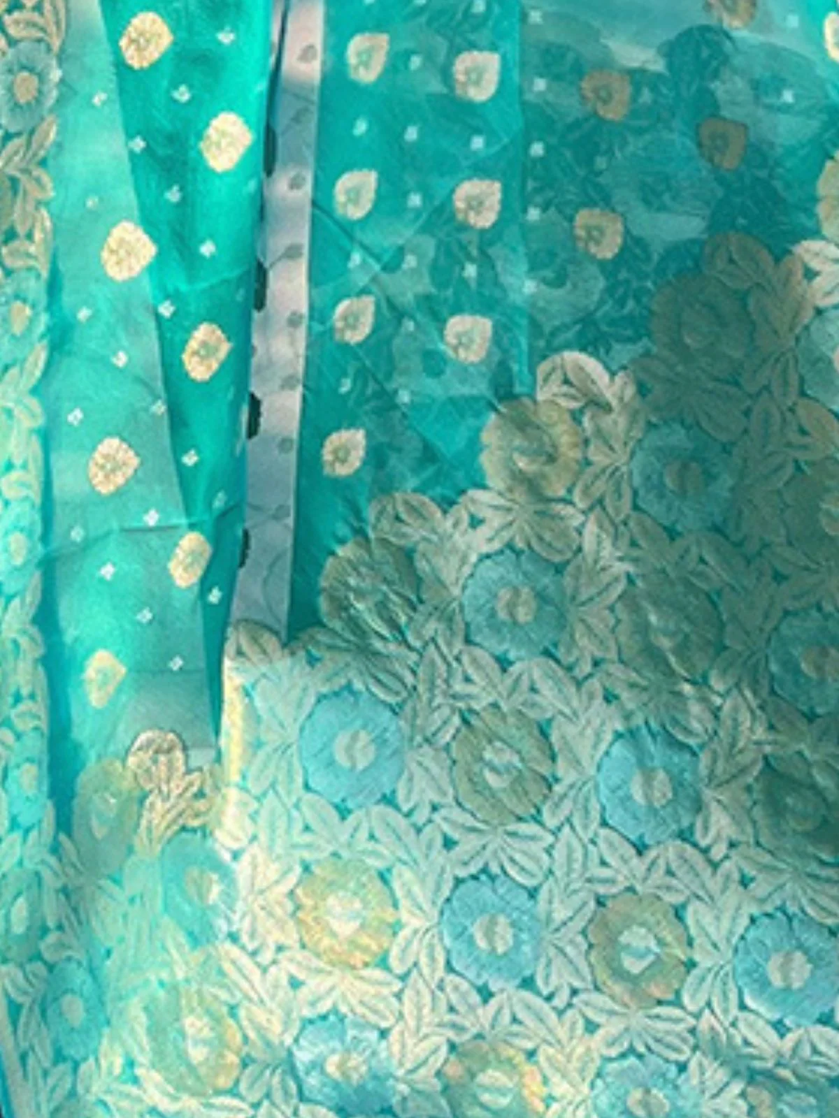 Odette Teal Woven Design Organza Saree With Unstitched Blouse For Women - Image 4