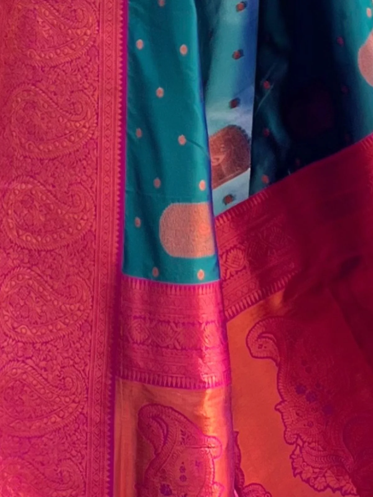 Odette Teal Woven Design Soft Silk Saree With Unstitched Blouse For Women - Image 4