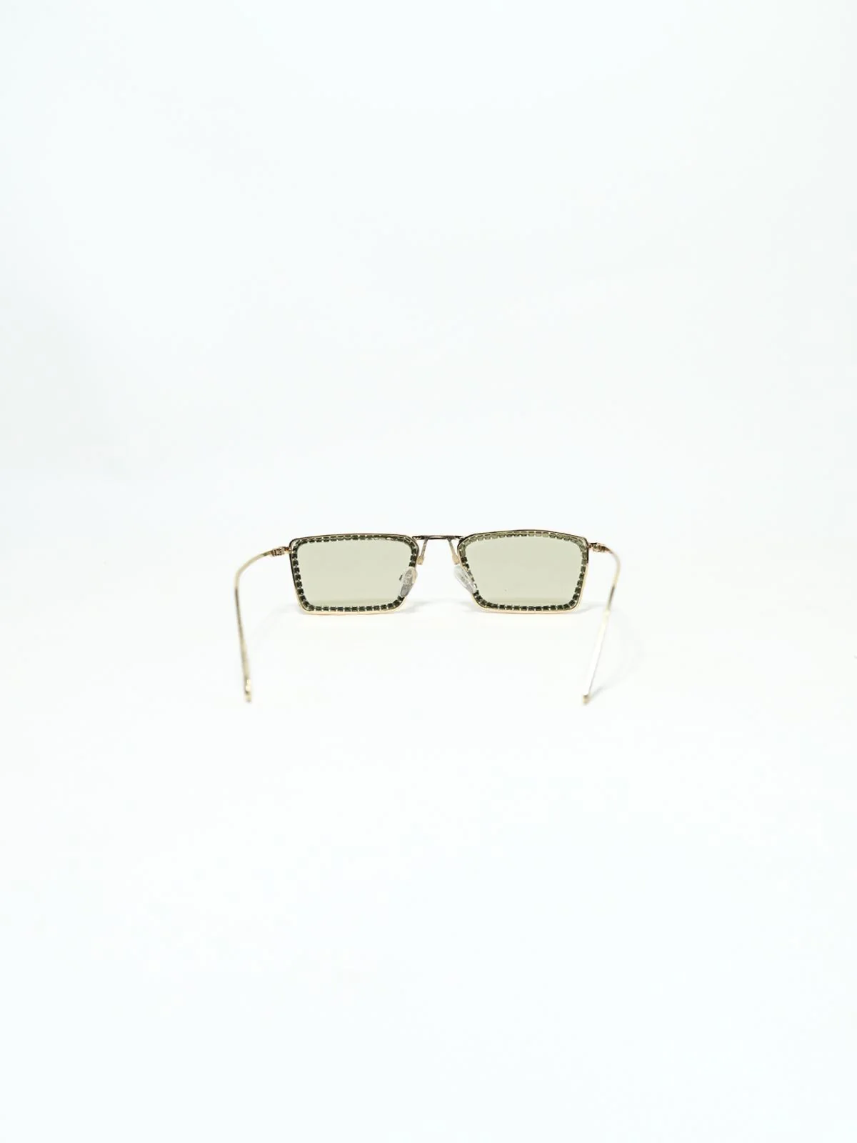 Odette Tinted Green Alloy Embellished Sunglasses For Women - Image 4