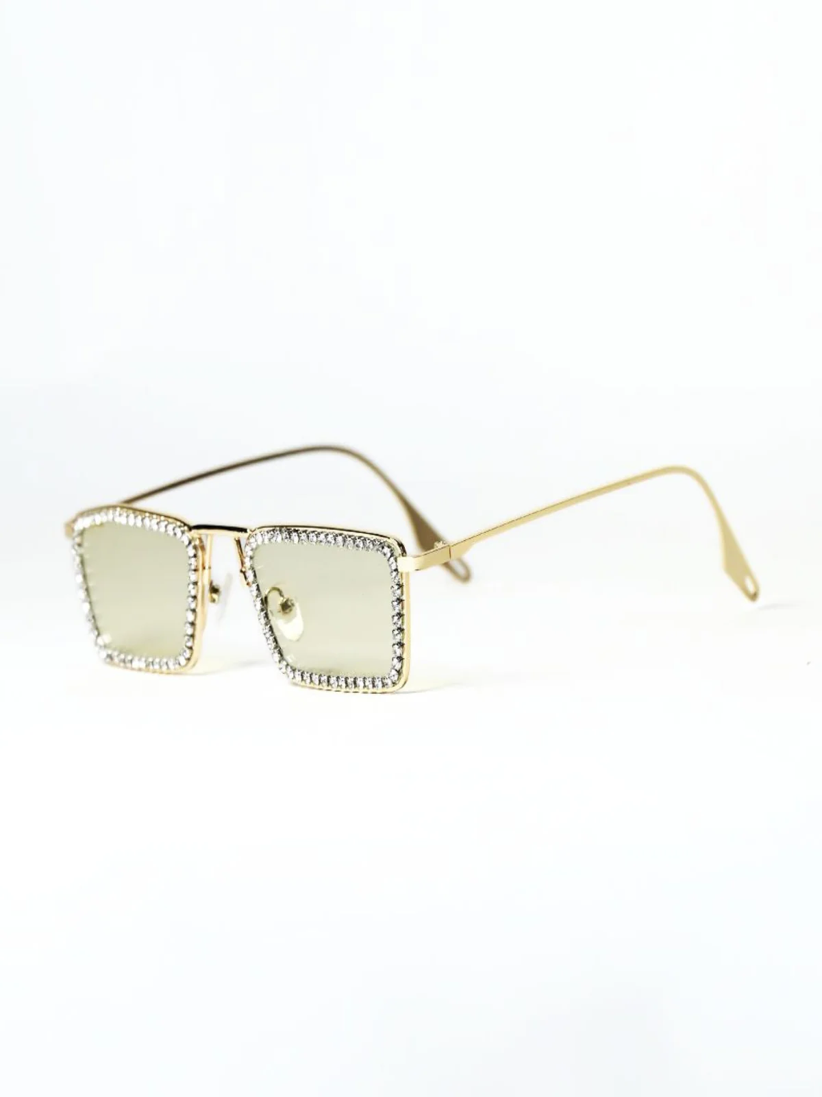 Odette Tinted Green Alloy Embellished Sunglasses For Women - Image 5