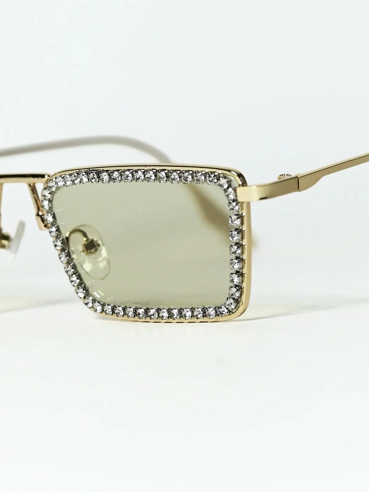 Odette Tinted Green Alloy Embellished Sunglasses For Women - Image 6