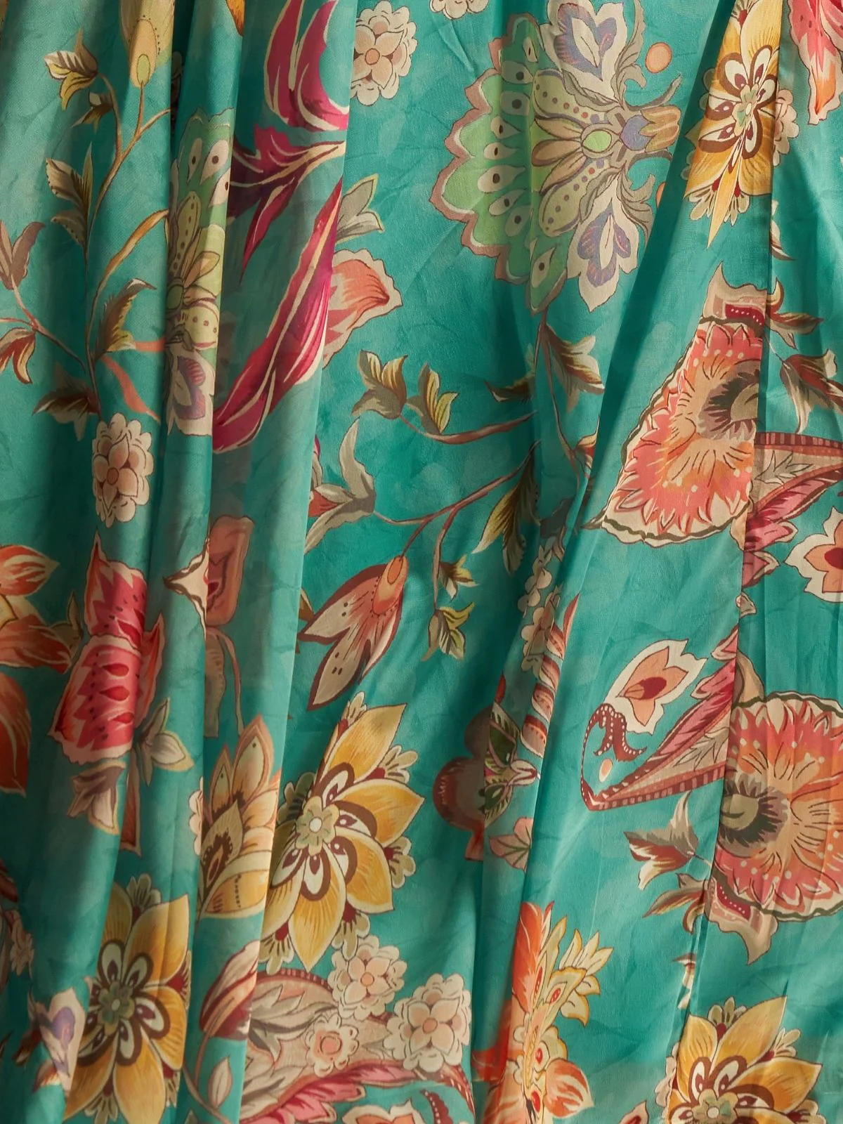 Odette Turquoise Georgette Printed Stitched Lehenga For Women - Image 10