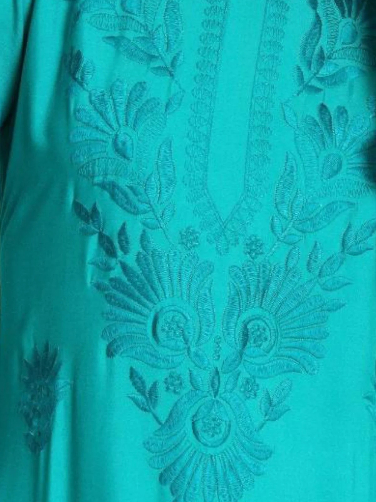 Odette Turquoise Rayon Embroidered Kurti For Women - Image 4