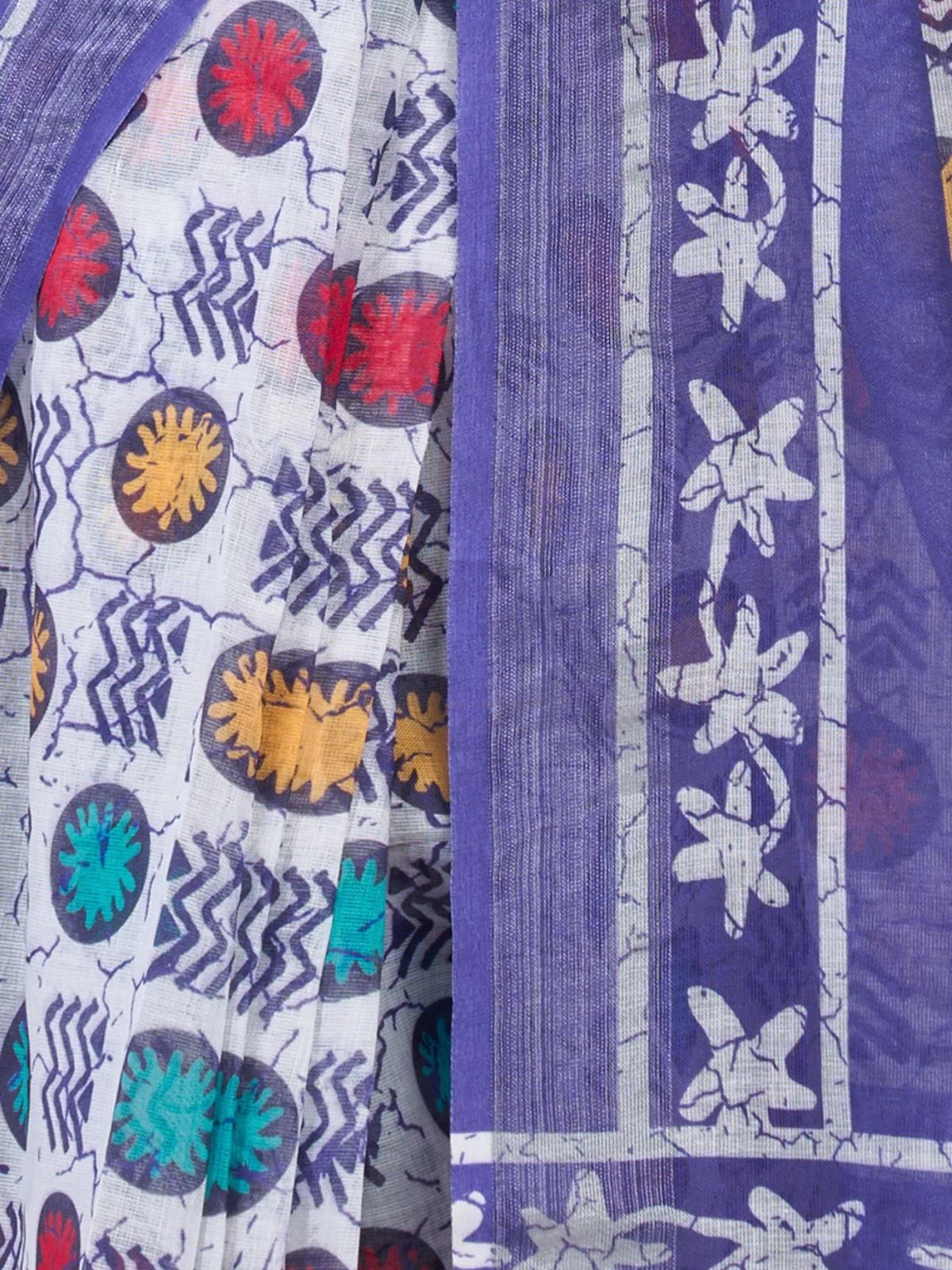 Odette Violet Cotton Linen Zari Work Saree For Women - Image 6