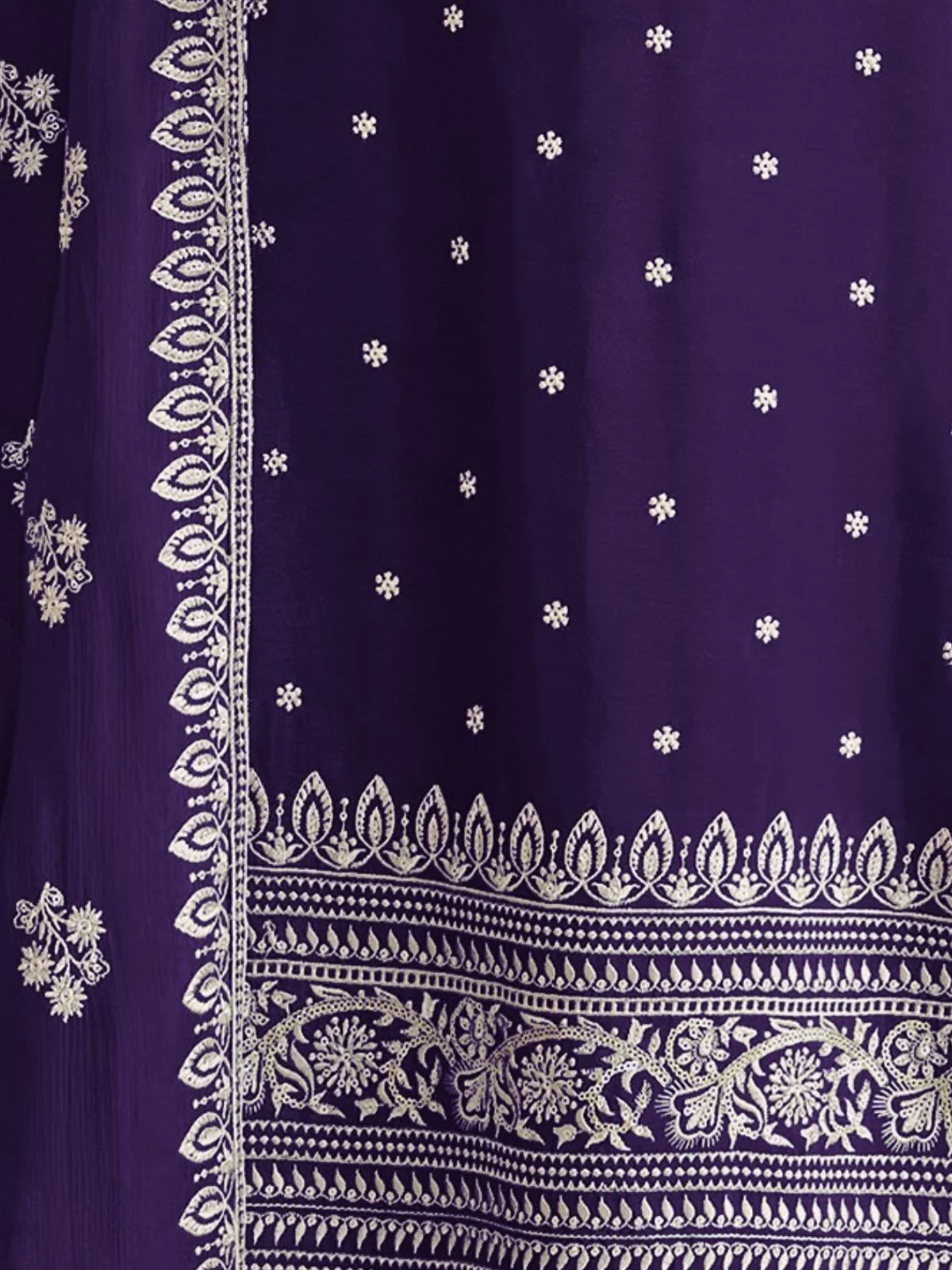 Odette Violet Georgette Embroidered Semi-Stitched Kurta Set For Women - Image 3