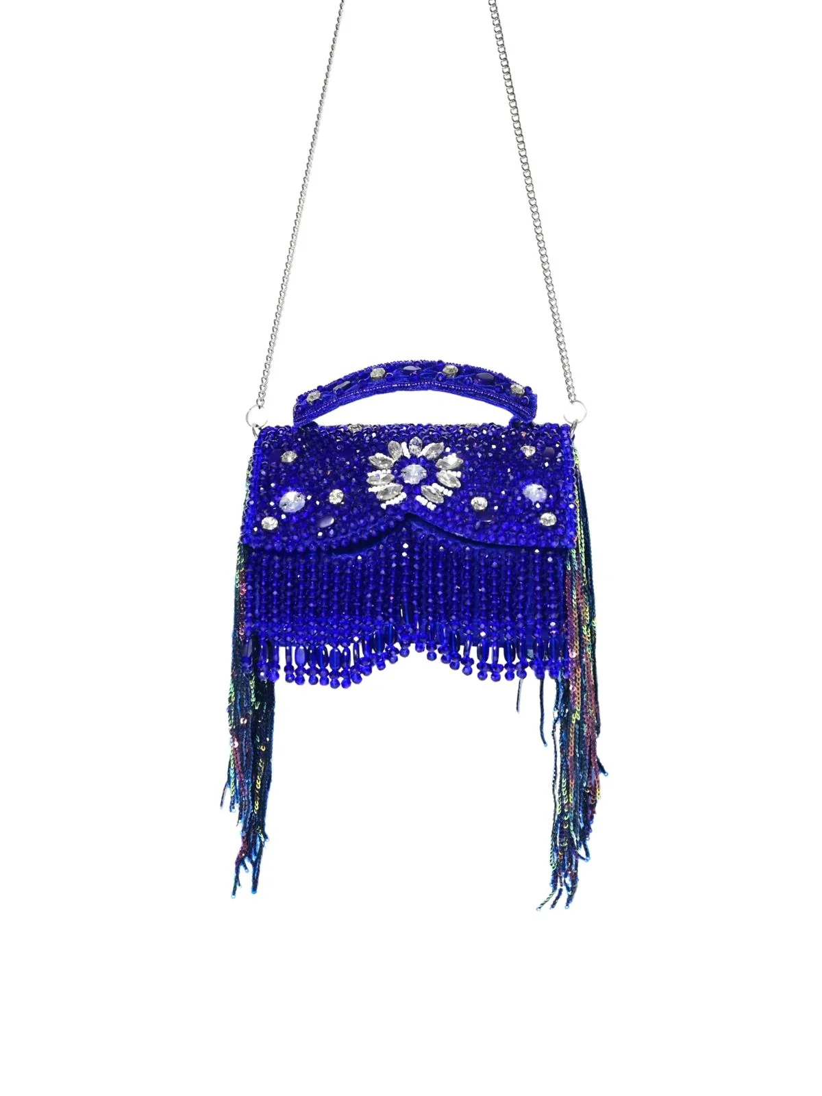 Odette Violet Suede Embellished Clutch For Women - Image 3