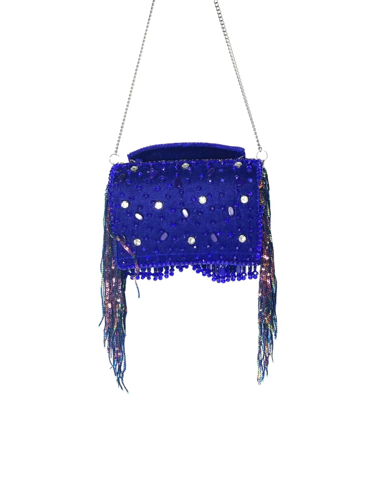 Odette Violet Suede Embellished Clutch For Women - Image 4