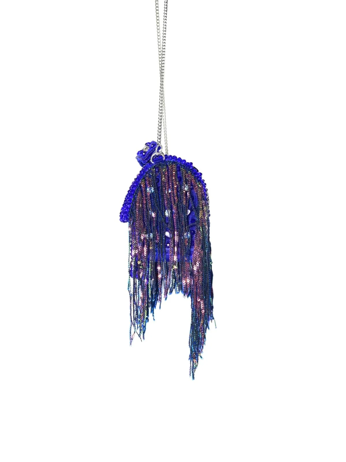 Odette Violet Suede Embellished Clutch For Women - Image 5
