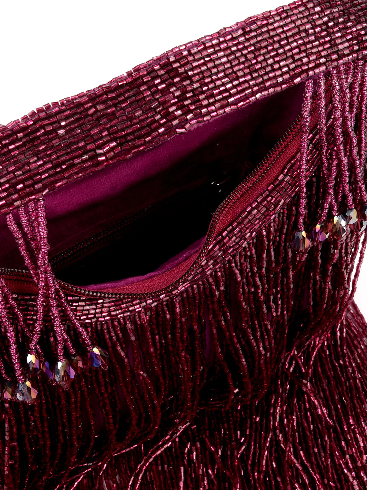 Odette Violet Tassels Embellished Clutch For Women - Image 6