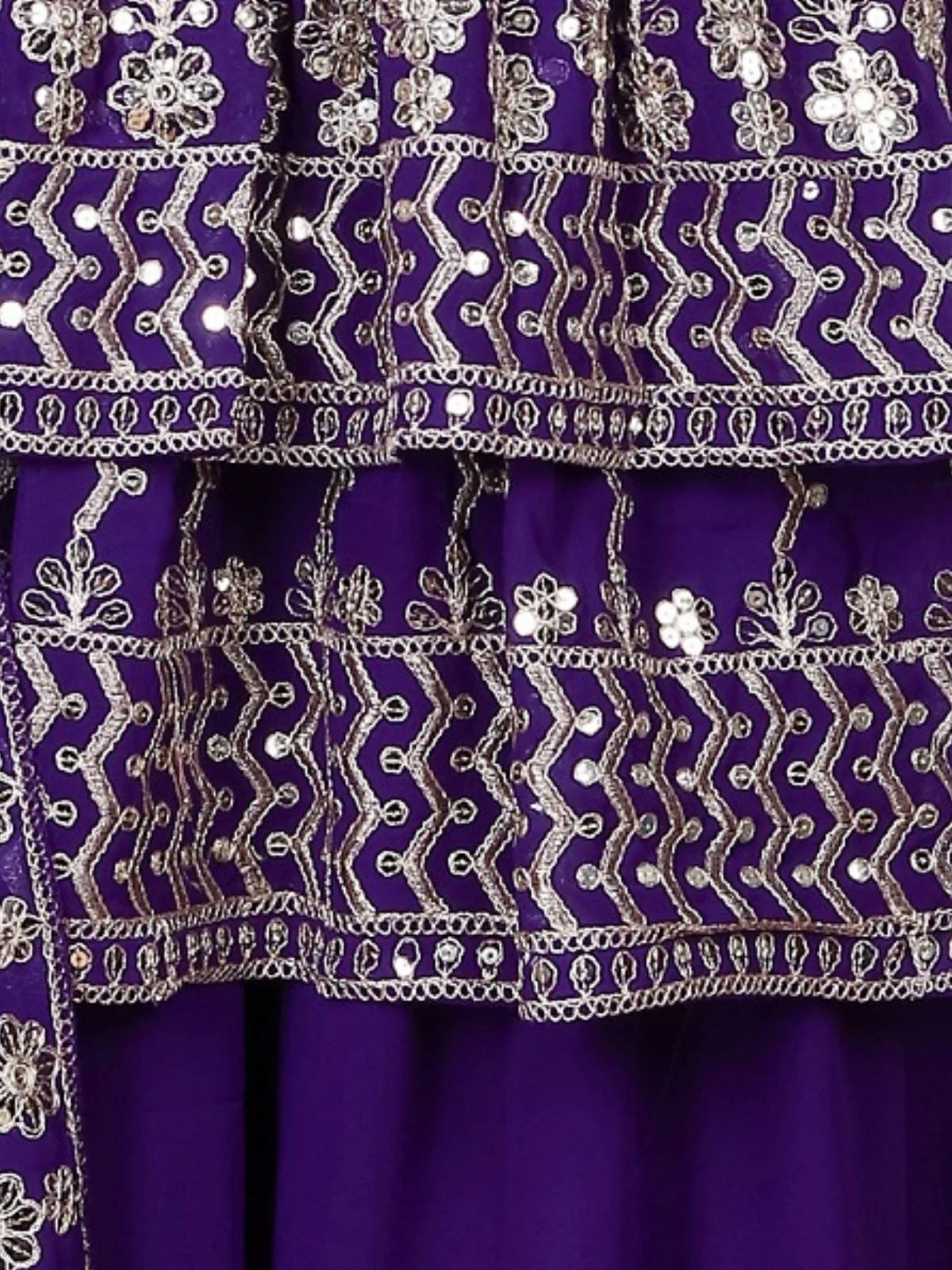 Odette Voilet Georgette Embellished Stitched Kurta Set For Women - Image 4
