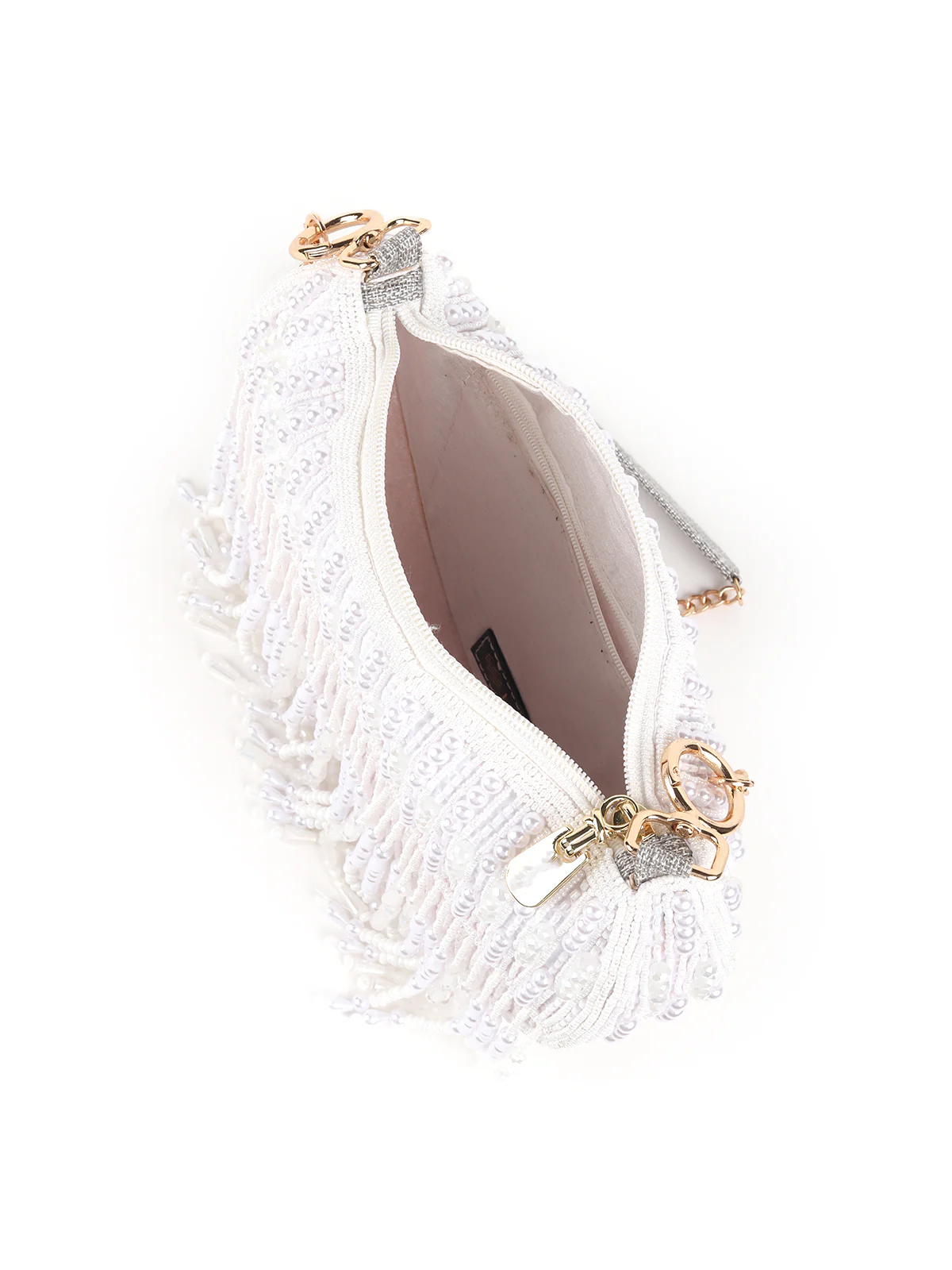 Odette White All-Pearls Tasseled Sling Bag For Women - Image 5