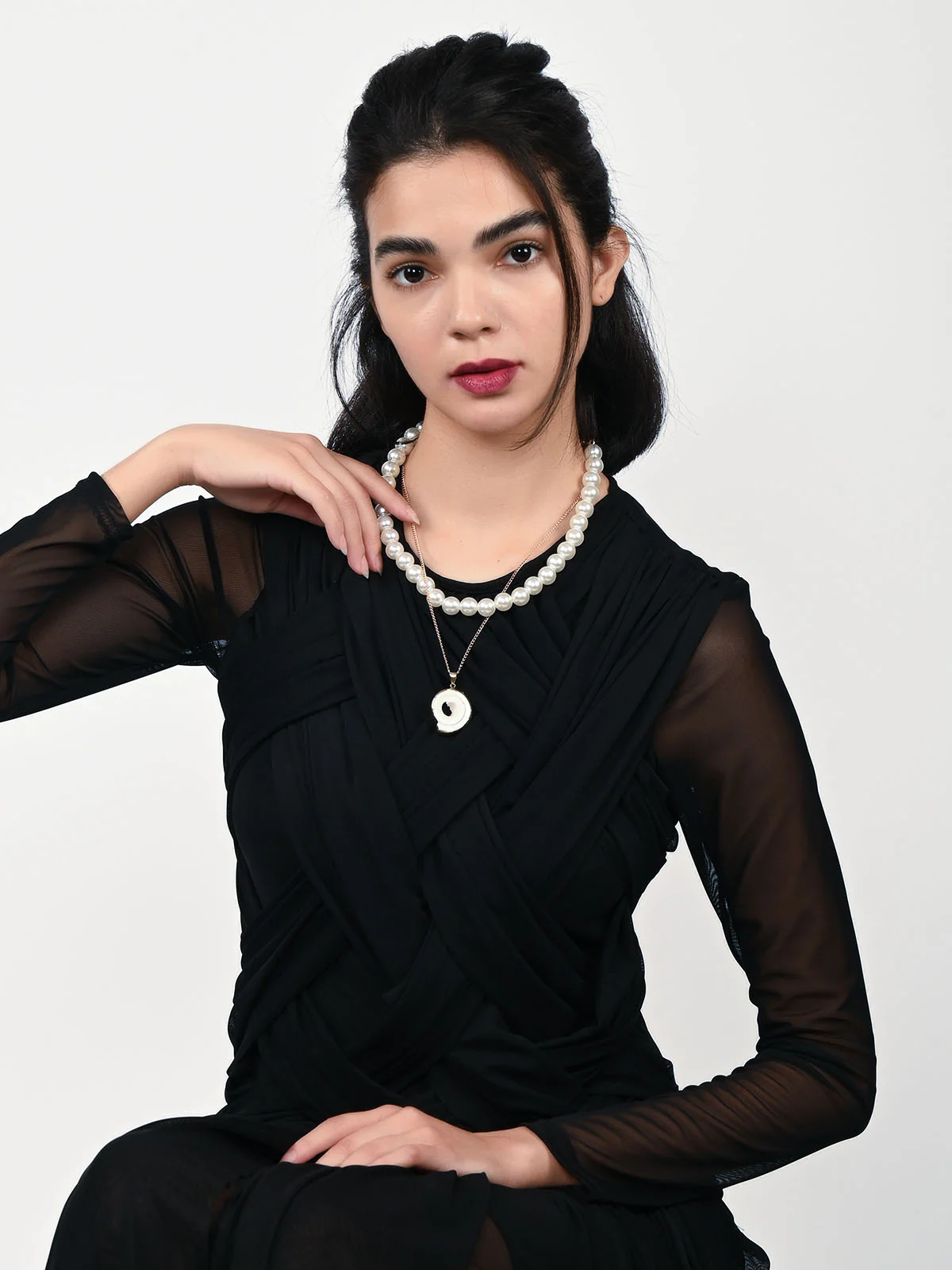 Odette White Alloy Beaded Pearl And Stone Embellished Neckpiece For Women - Image 2