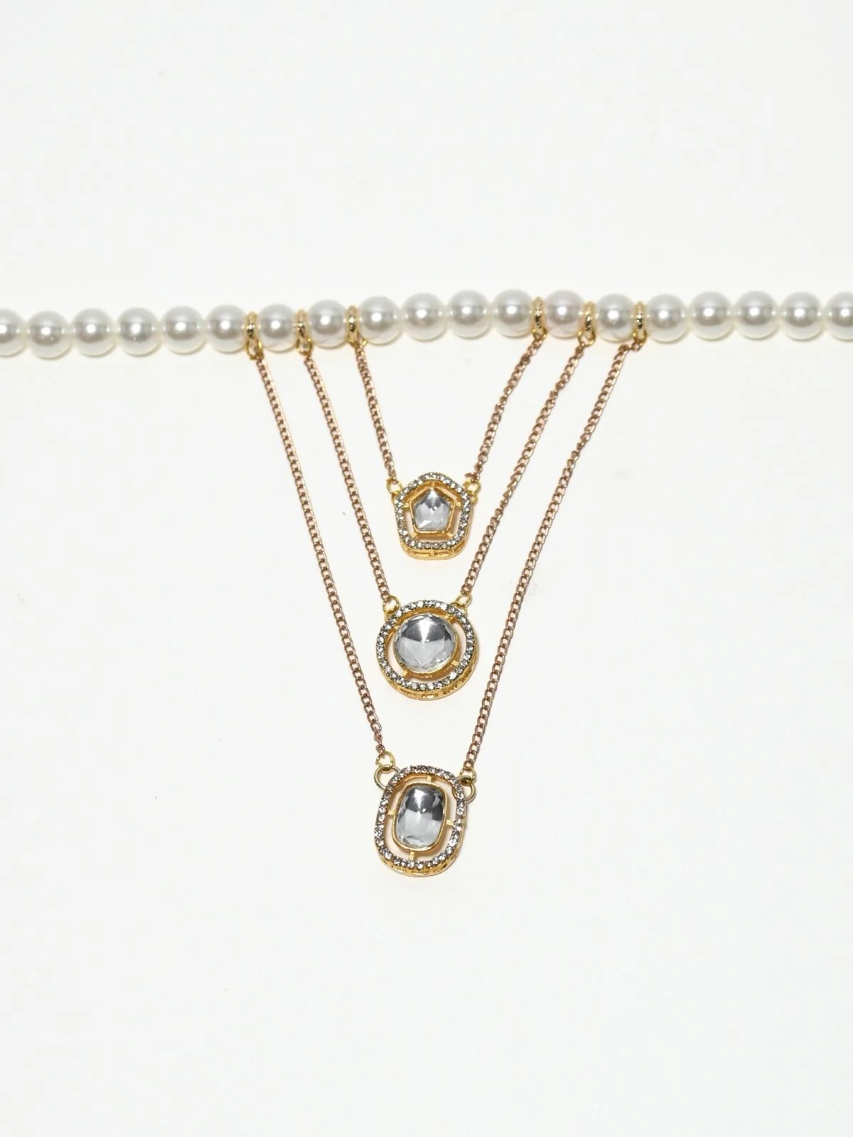 Odette White Alloy Beaded Pearl And Stone Embellished Neckpiece For Women - Image 4