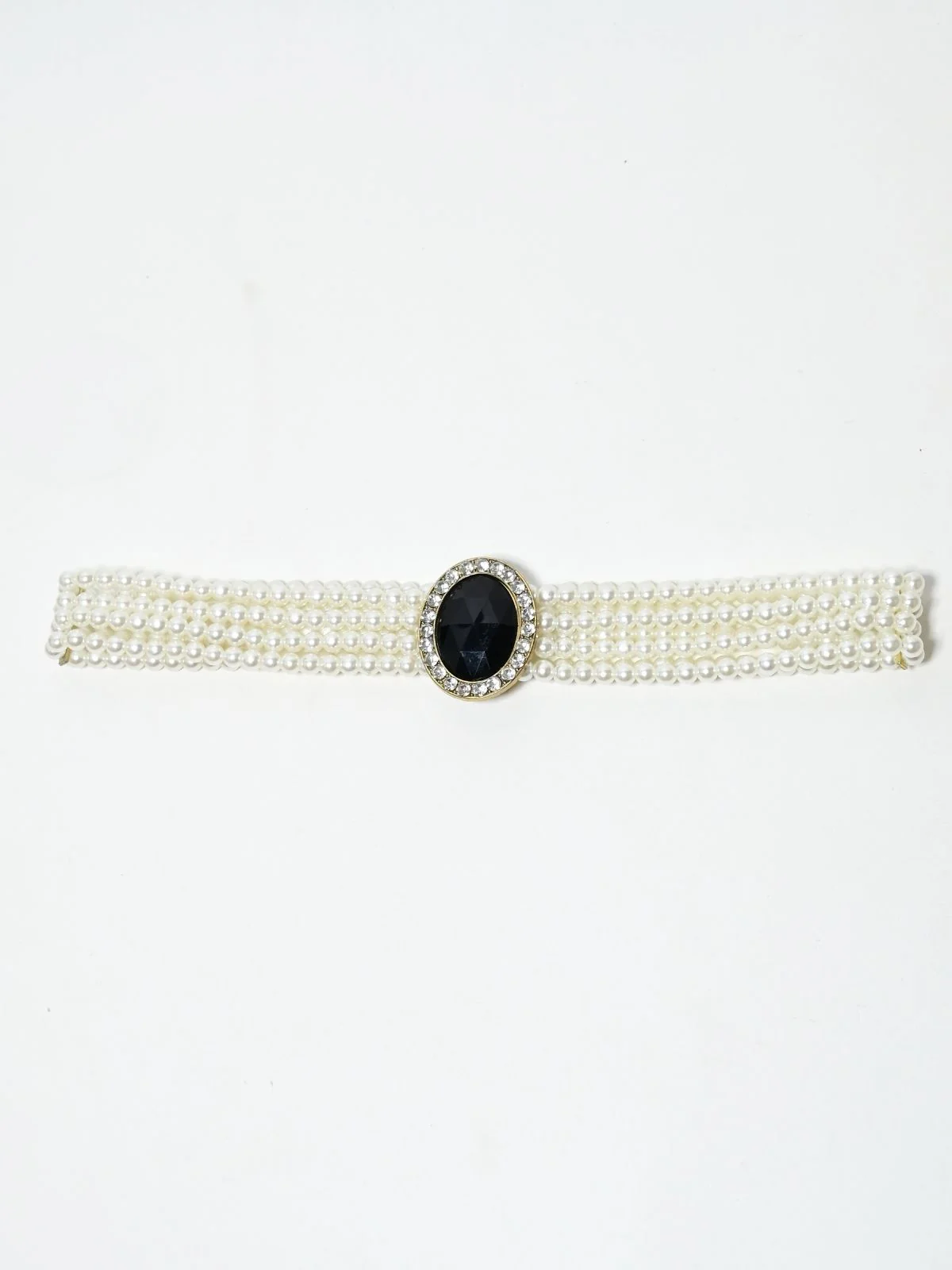 Odette White Alloy Beaded Pearl Belt For Women - Image 2