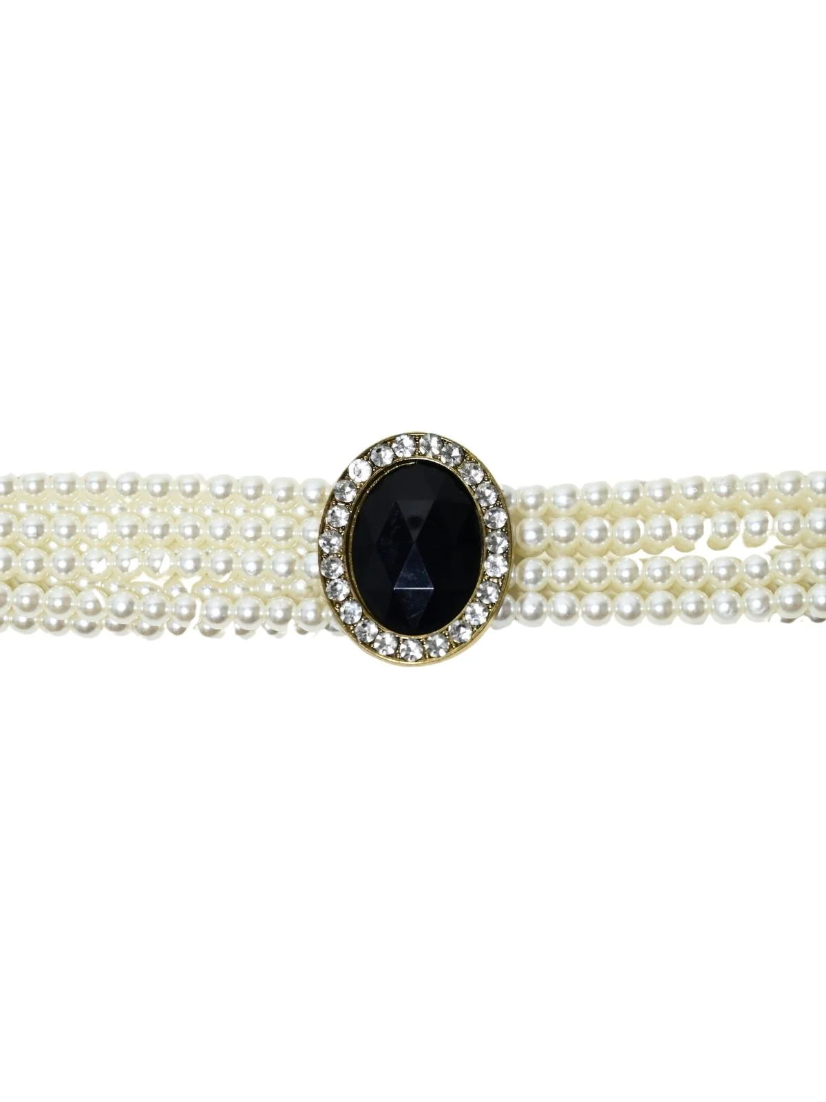 Odette White Alloy Beaded Pearl Belt For Women - Image 4