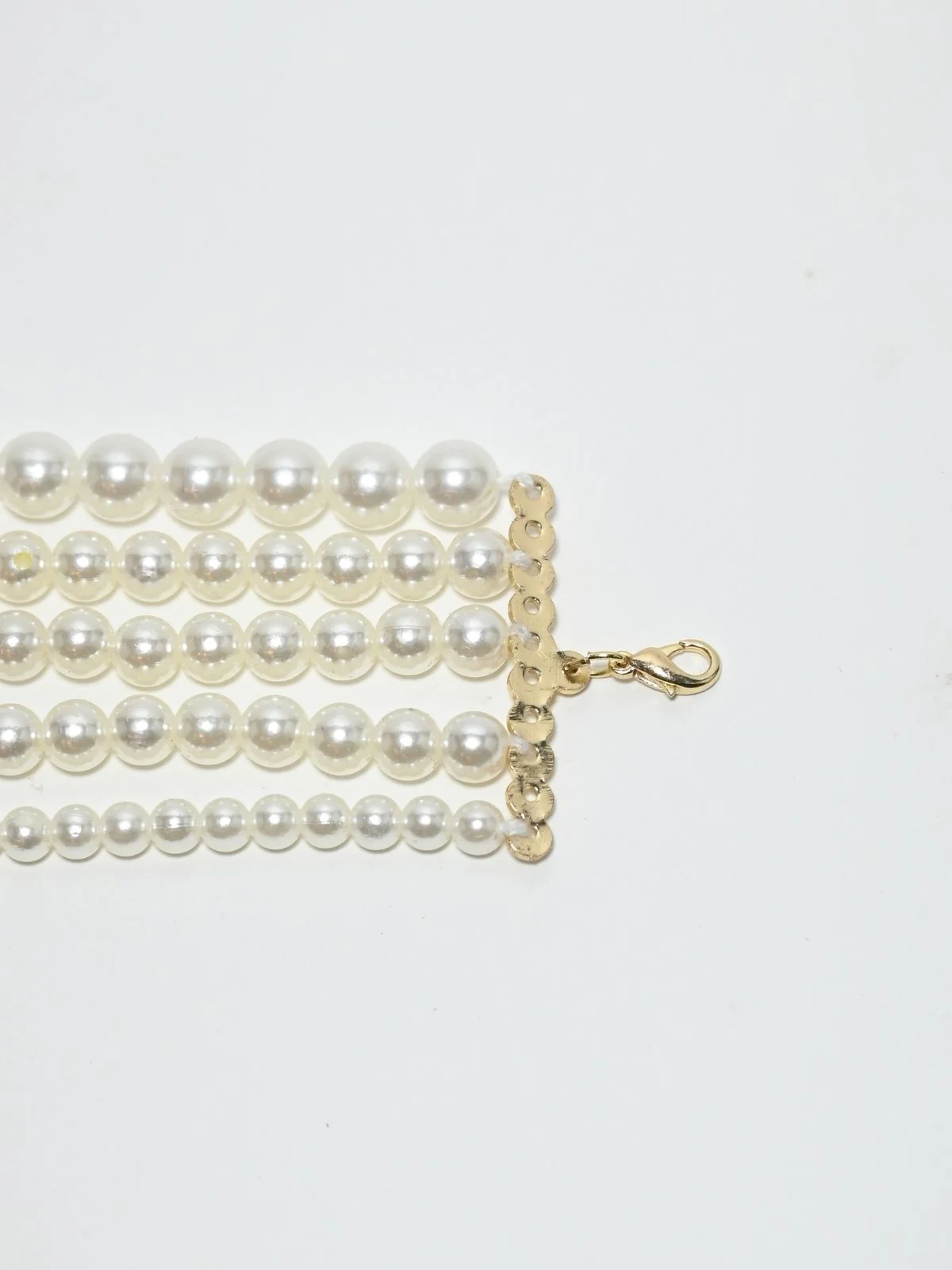 Odette White Alloy Beaded Pearl Embellished Neckpiece For Women - Image 5