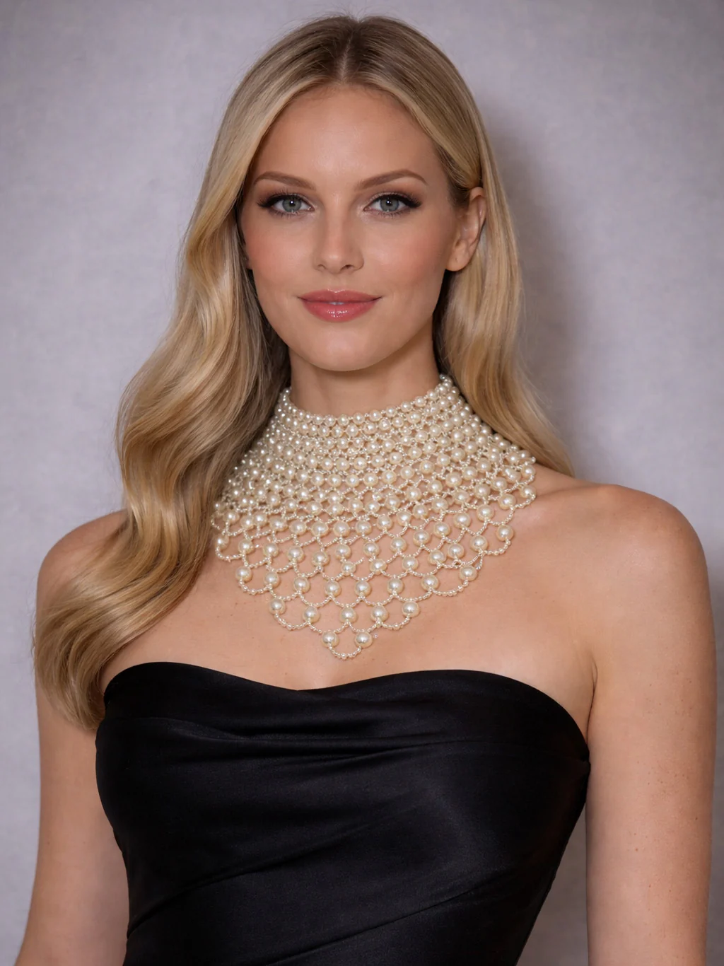 Odette White Alloy Beaded Pearl Neckpiece For Women