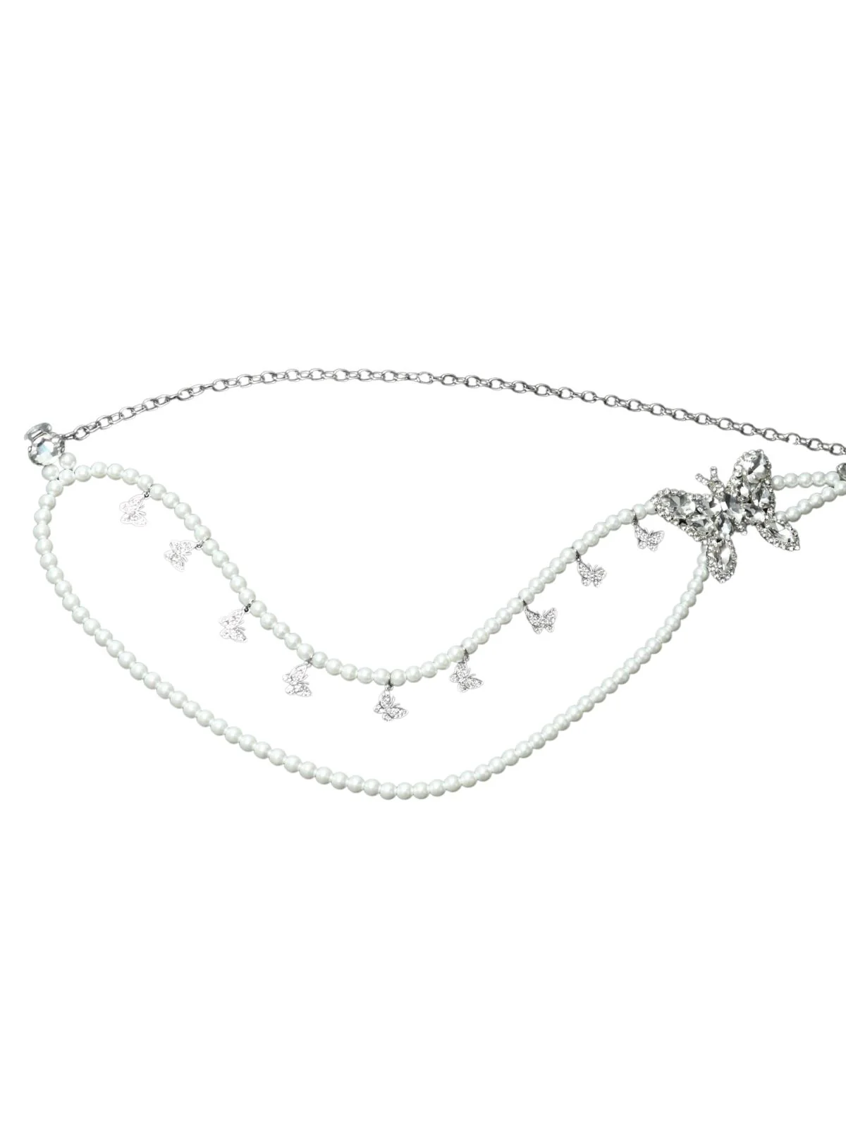 Odette White Alloy Embellished Belt For Women - Image 3