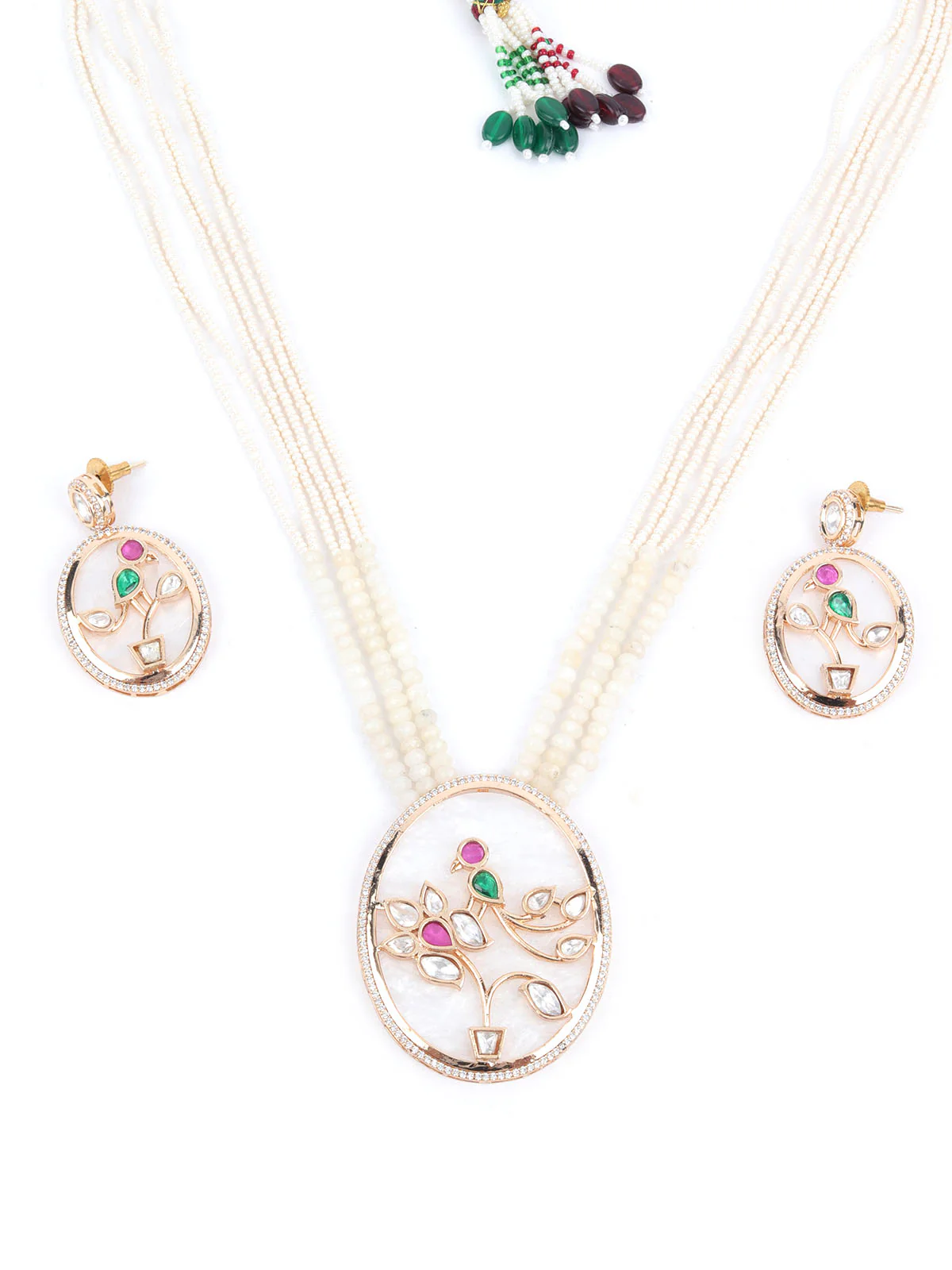 Odette White Alloy Embellished Jewellery Set For Women - Image 4