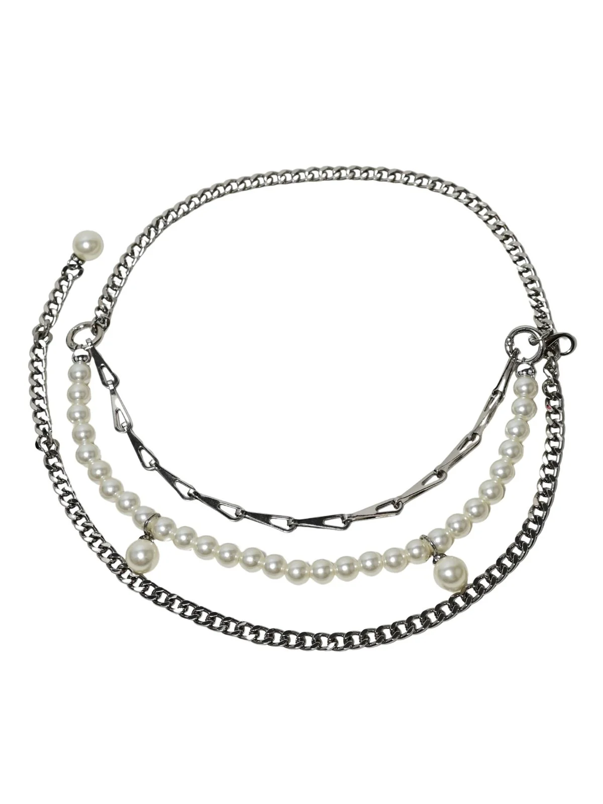 Odette White Alloy Pearl Belt For Women - Image 3